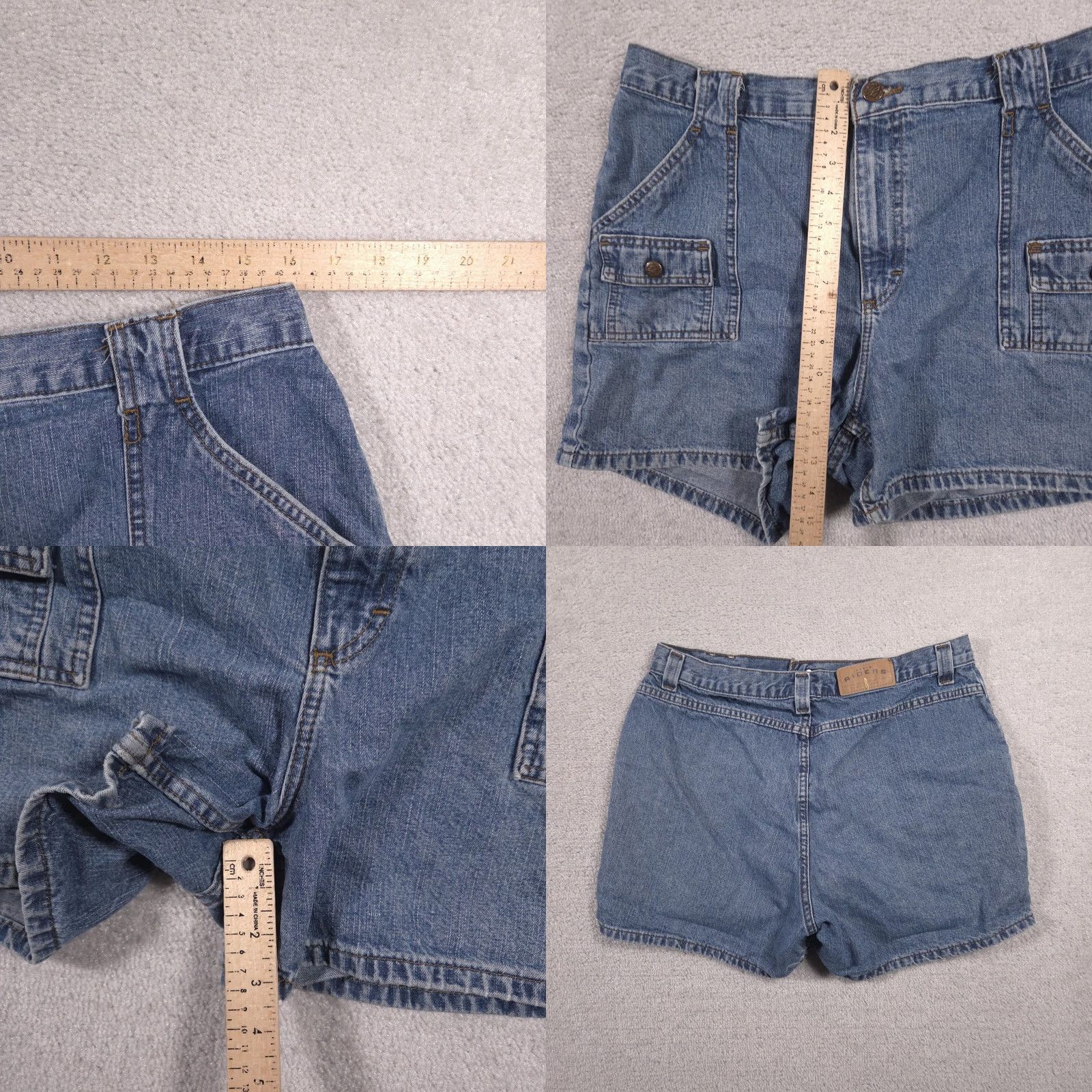 Vintage Riders Denim Cargo Shorts Womens 16 Blue Utility Pockets Mom Fit High Rise Casual Size 38" / US 16 / IT 52 - 8 Thumbnail
