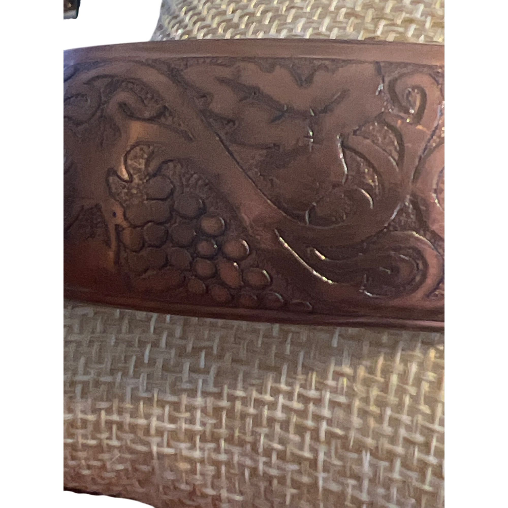 Other Vintage Brass Embossed Grape Vine Artisan Bangle Bracelet 1" Size ONE SIZE - 2 Thumbnail