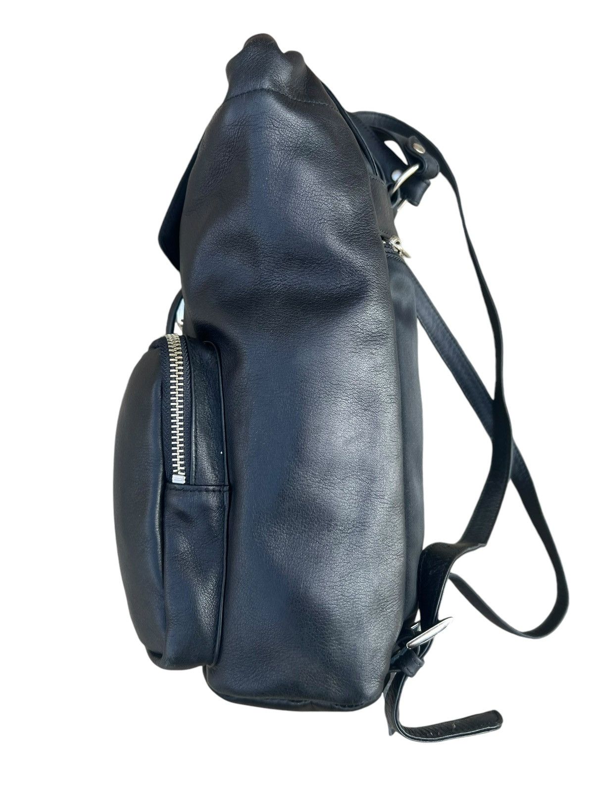 Leather Vintage 90s UCOB Patina Black Leather Cargo Backpack Bag Size ONE SIZE - 13 Thumbnail