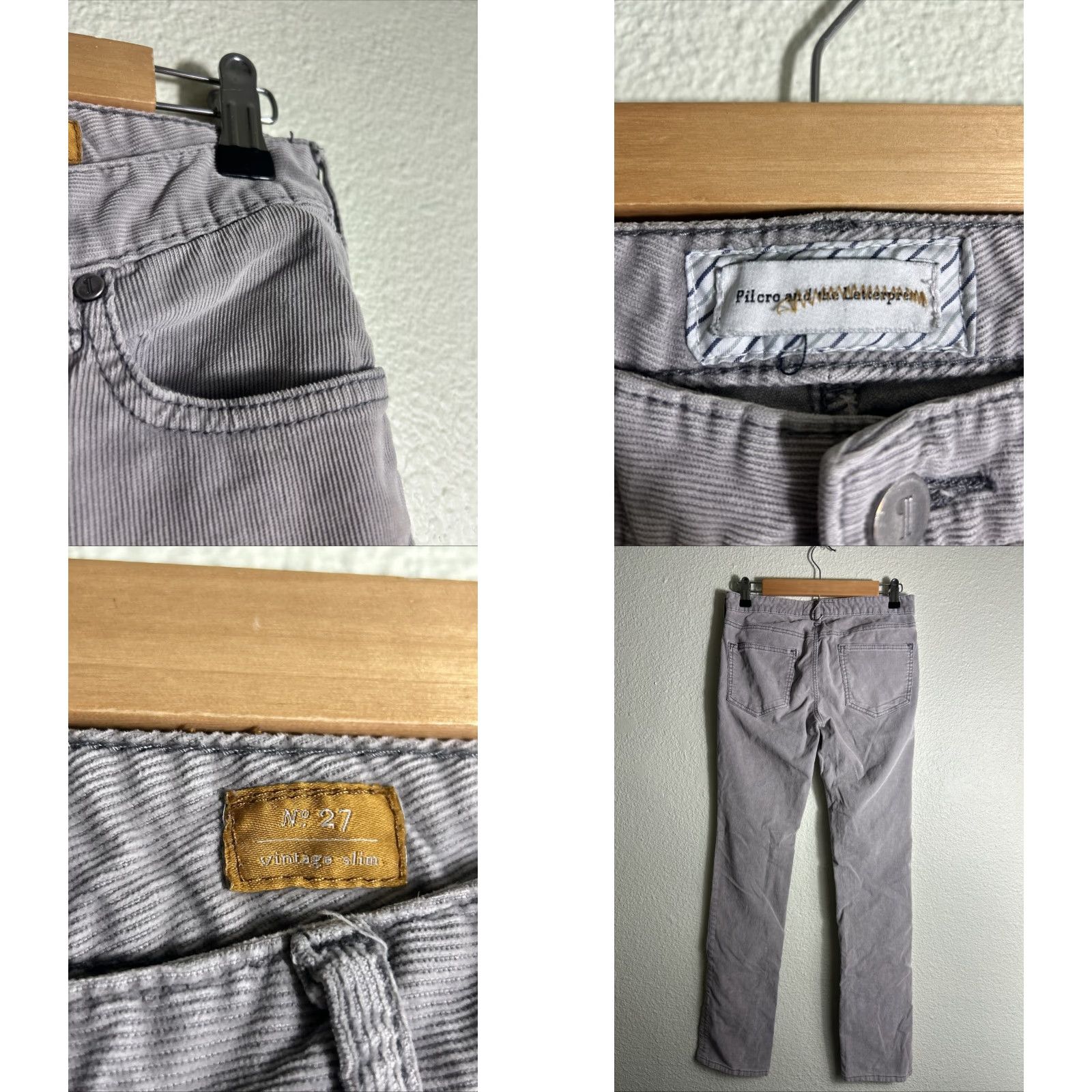 Vintage VINTAGE Pilcro and The Letterpress Women’s Gray Corduroy Pants Slim Regular 27x32 Gray Chino Skinny Women Size 27" / US 4 / IT 40 - 8 Thumbnail