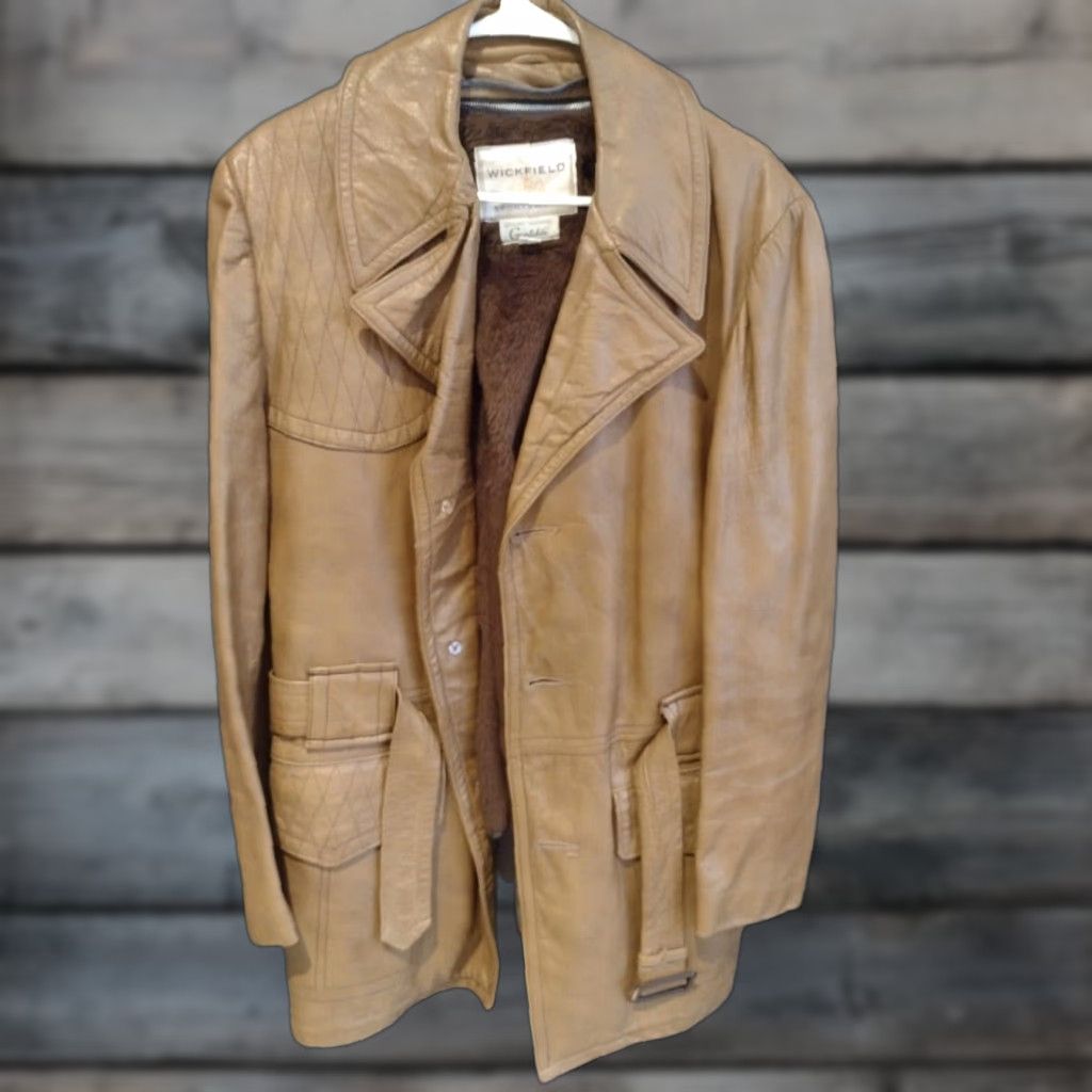 Vintage VINTAGE Wickfield Sportswear Leather Jacket Men 42 Brown Goatskin 70s Cowboy Casual Size US XS / EU 42 / 0 - 1 Thumbnail