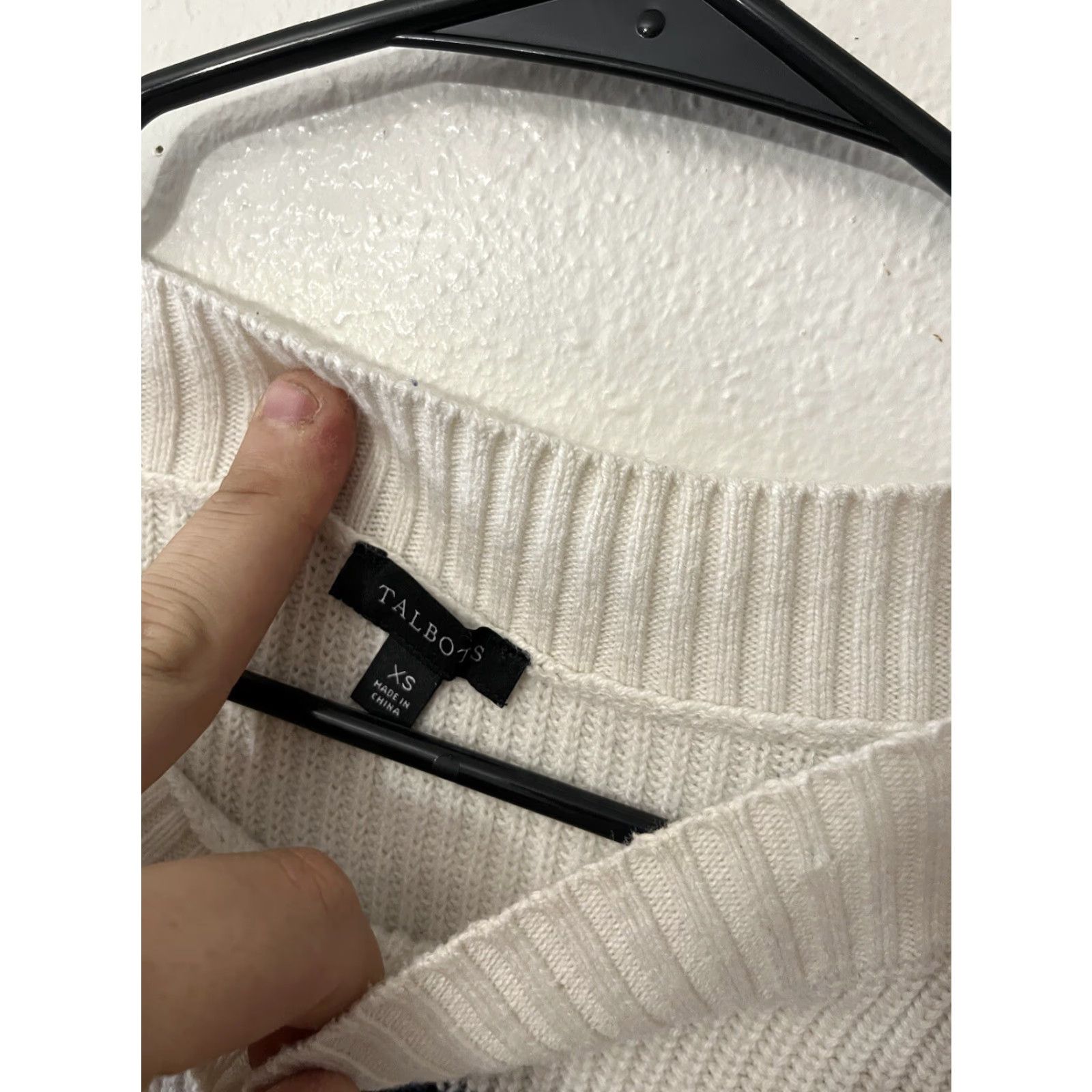 Talbots Talbots Women Sweater, XS, White Blue Stripe Knit Boat Neck Long Sleeve Pullover Size XS / US 0-2 / IT 36-38 - 3 Thumbnail