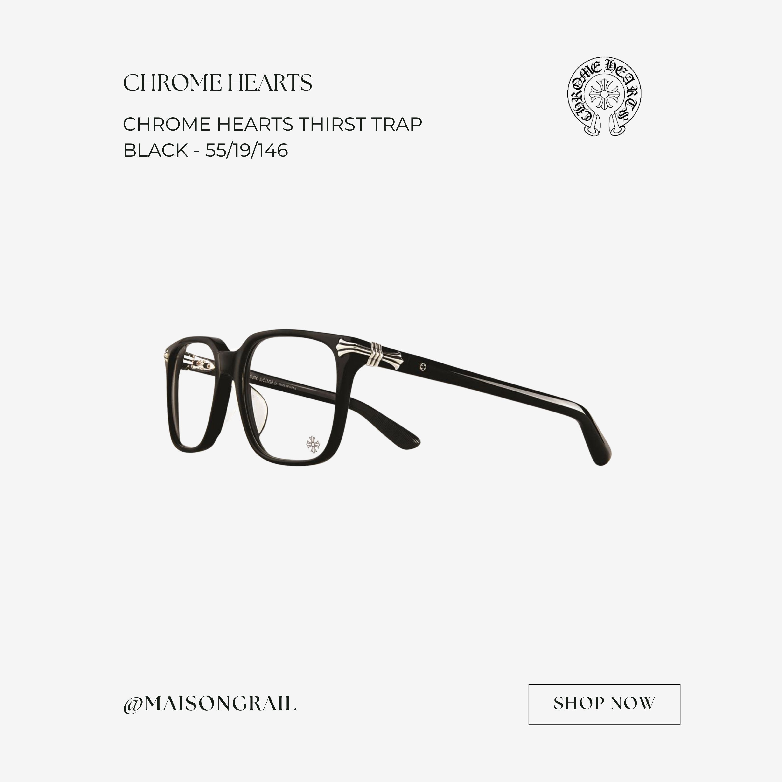 Chrome Hearts CHROME HEARTS THIRST TRAP BLACK EYEGLASSES Size ONE SIZE - 1 Thumbnail
