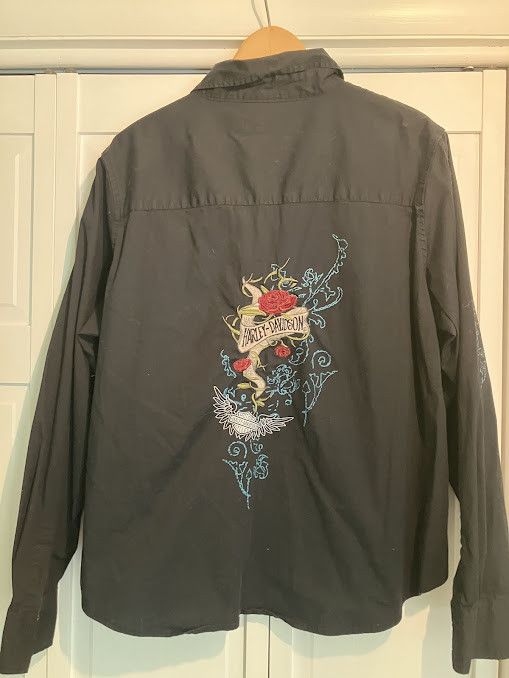 Harley Davidson Vintage Harley Davidson Women's Black Long Sleeve Button up Size L / US 10 / IT 46 - 6 Thumbnail