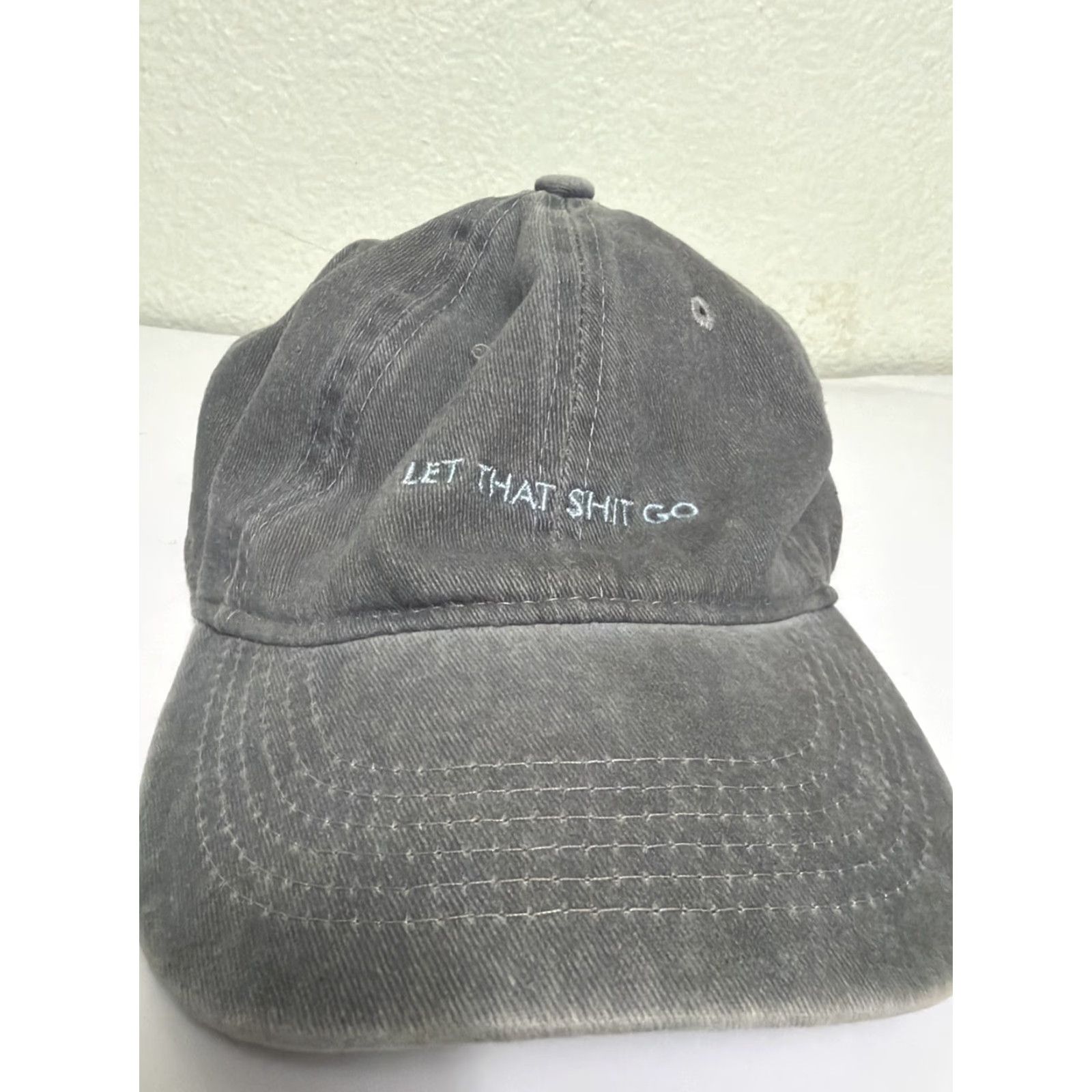 Vintage That Hat Strapback Dad Hat Gray Adjustable Cotton Embroidered “let That Go!" Size ONE SIZE - 2 Thumbnail