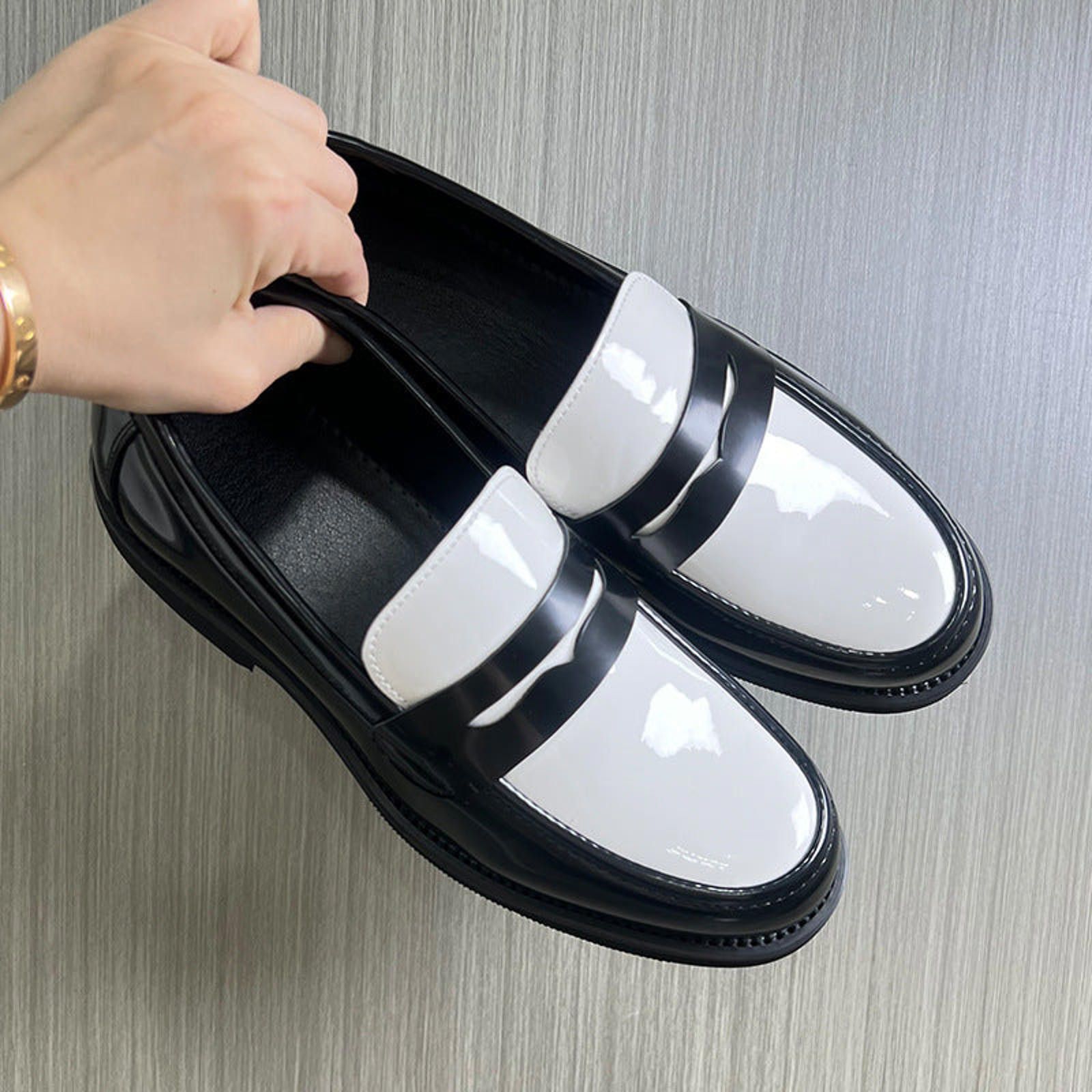 Other Two-Tone Black White Chunky Penny Loafer Contrast Derby Shoe Size US 7 / EU 40 - 6 Thumbnail