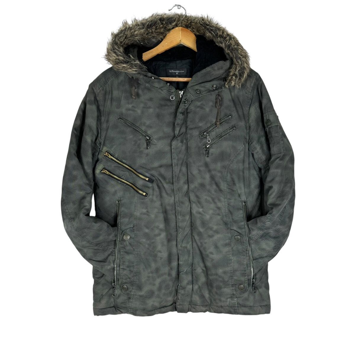 ❄️IN THE ATTIC FUR HOODIE CAMO ZIPPER JACKET