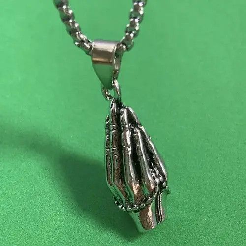 VIBE Titanium Steel Praying Hands Pendant Necklace for Men Women Size ONE SIZE - 4 Thumbnail