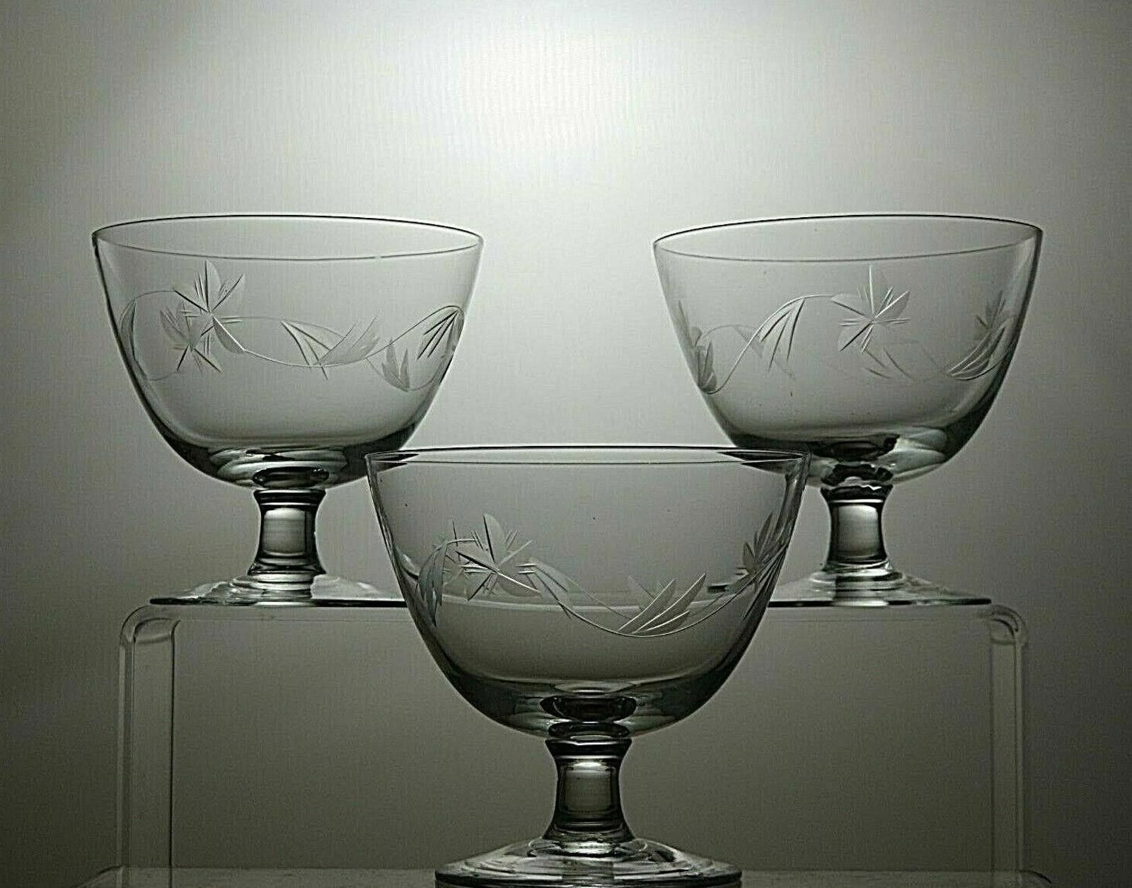 The Unbranded Brand Lead Crystal Cut Glass Set Of 3 Footed Dessert bowls 3 1/3" Size ONE SIZE - 3 Thumbnail