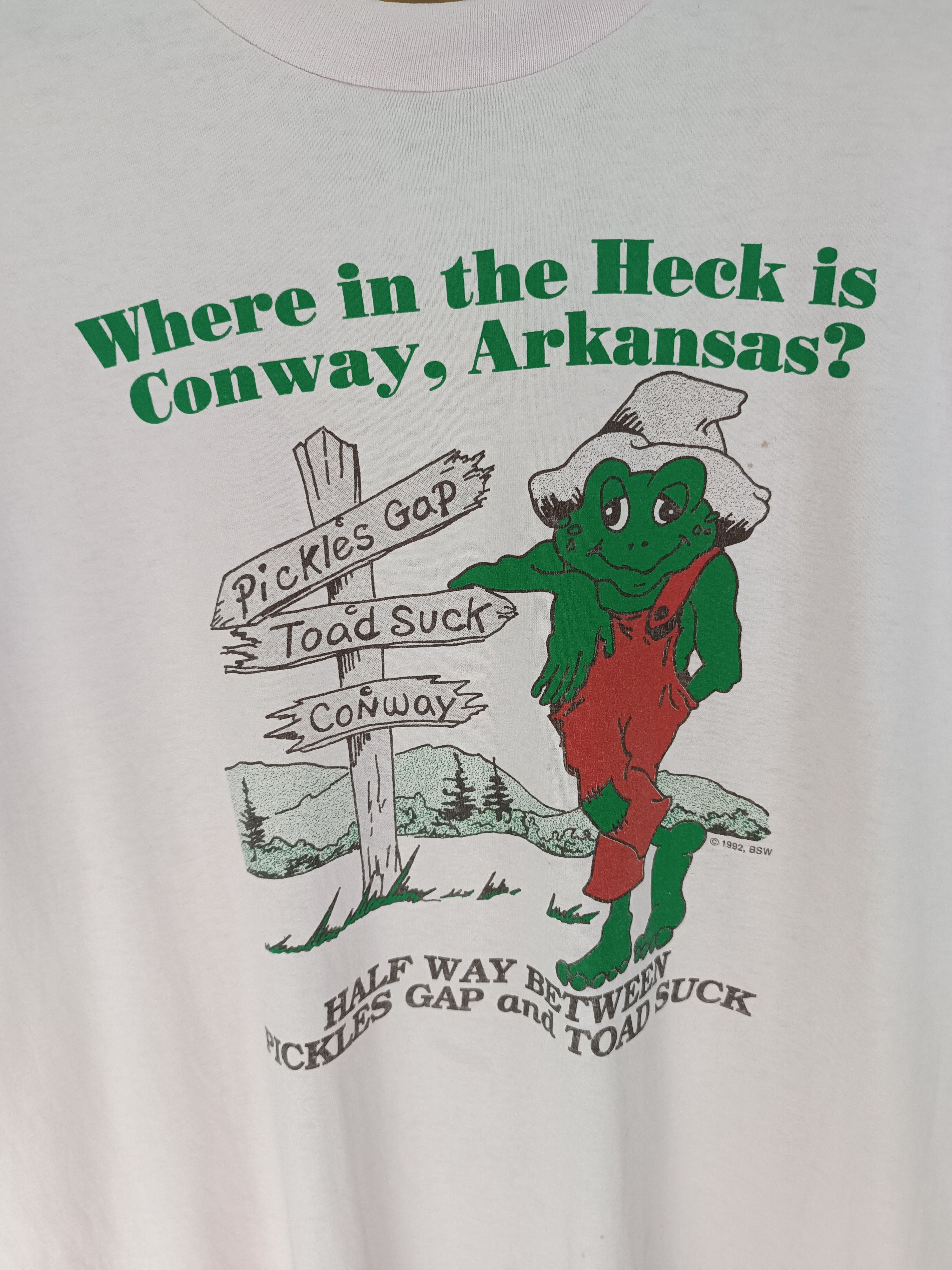 Vintage VINTAGE 90'S ADULT HUMOR CONWAY ARKANSAS GREEN FROG FUNNY TS Size US XL / EU 56 / 4 - 7 Thumbnail