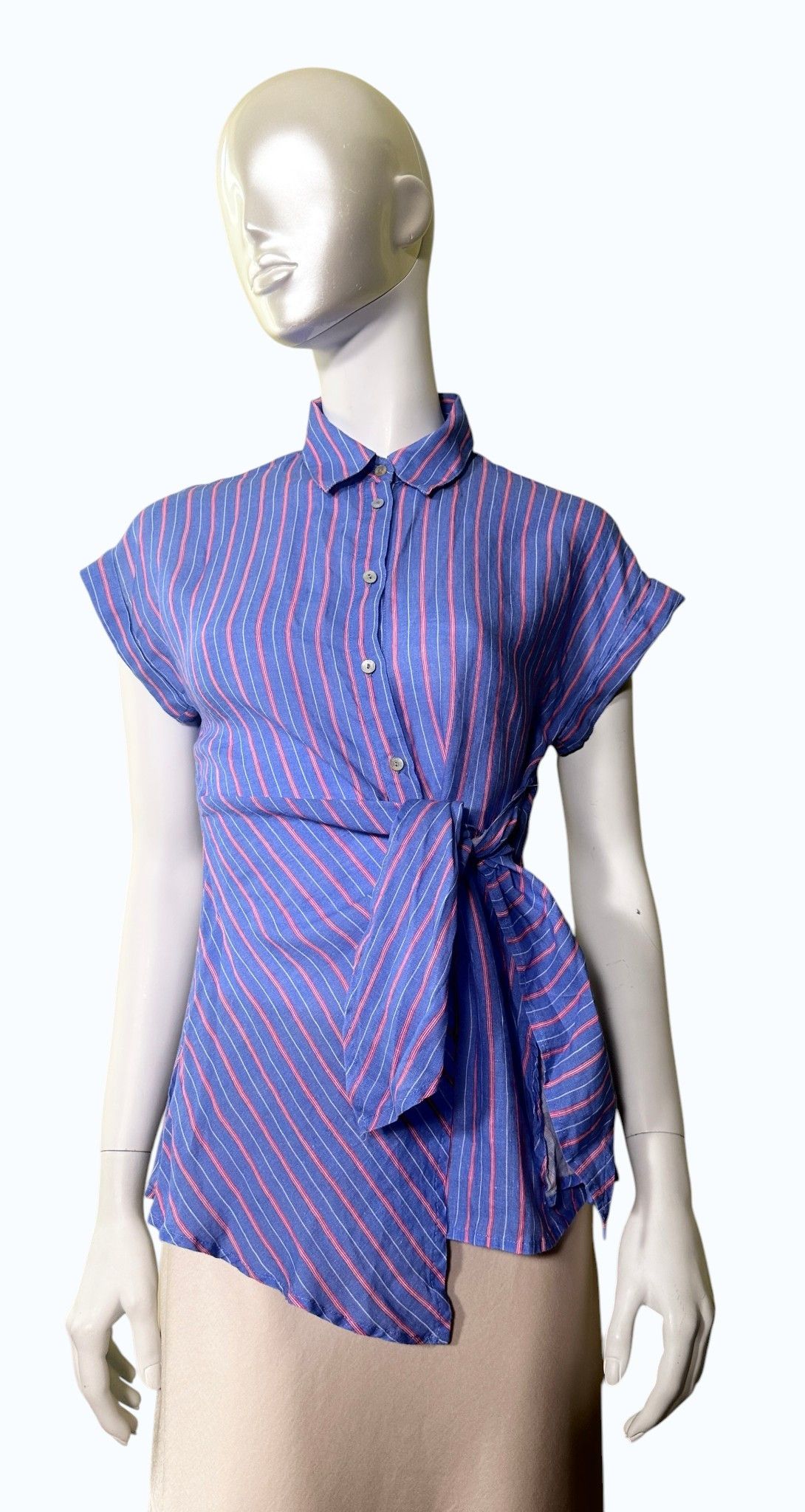 120% Lino Linen top striped Size L / US 10 / IT 46 - 1 Thumbnail