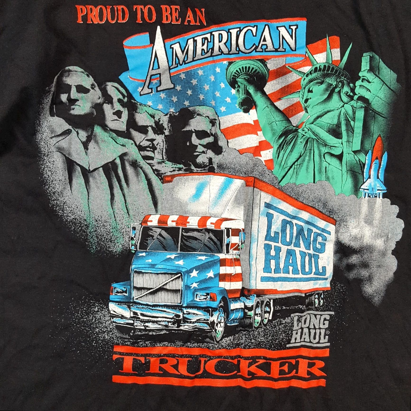 Vintage VINTAGE 90s American Trucker Men's T-Shirt Size L Black Cotton Short Sleeve Retro USA Biker Grunge Size US L / EU 52-54 / 3 - 3 Thumbnail