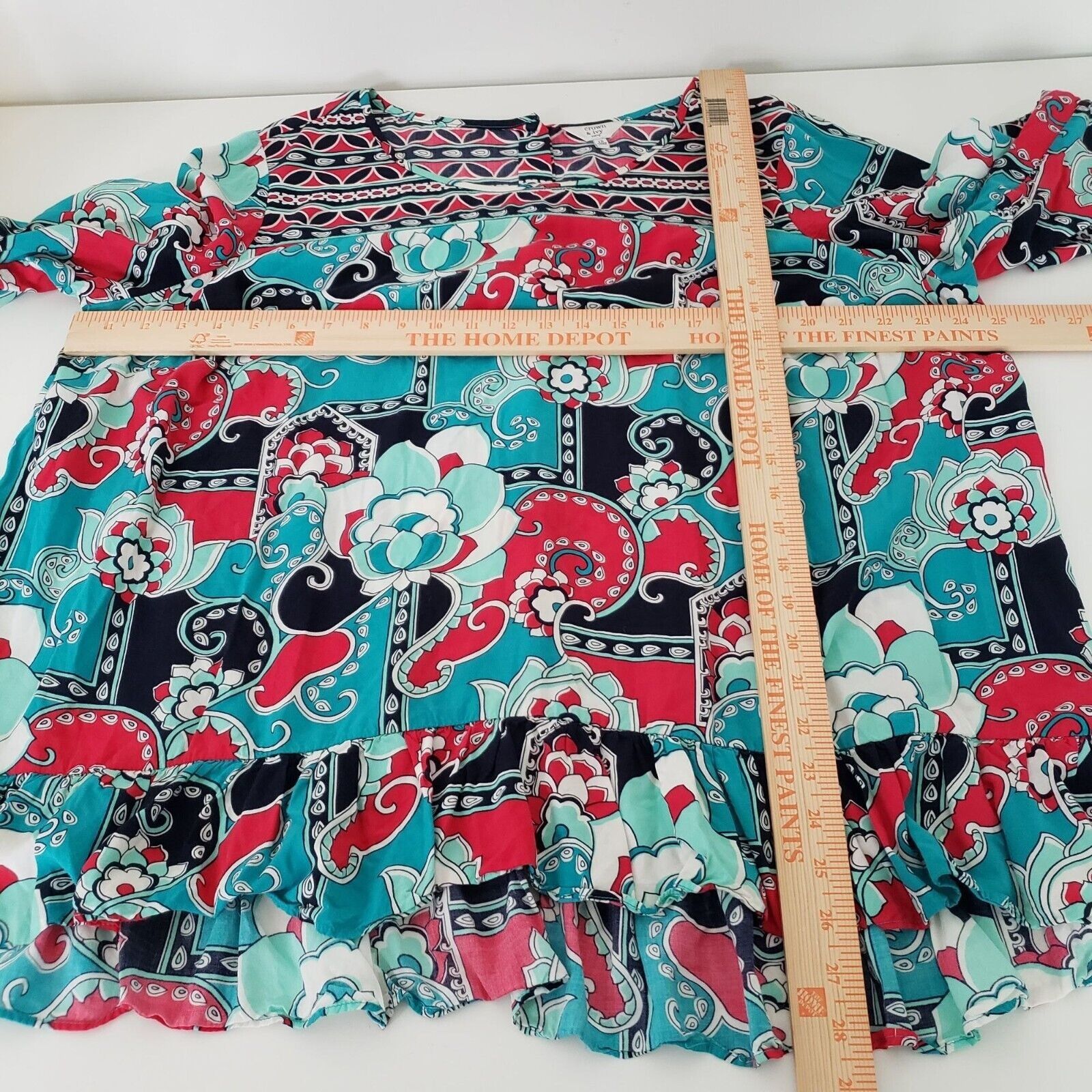 Designer Crown & Ivy Floral Peasant Blouse Womens Size 2X Colorful Size XXL / US 16-18 / IT 52-54 - 7 Thumbnail