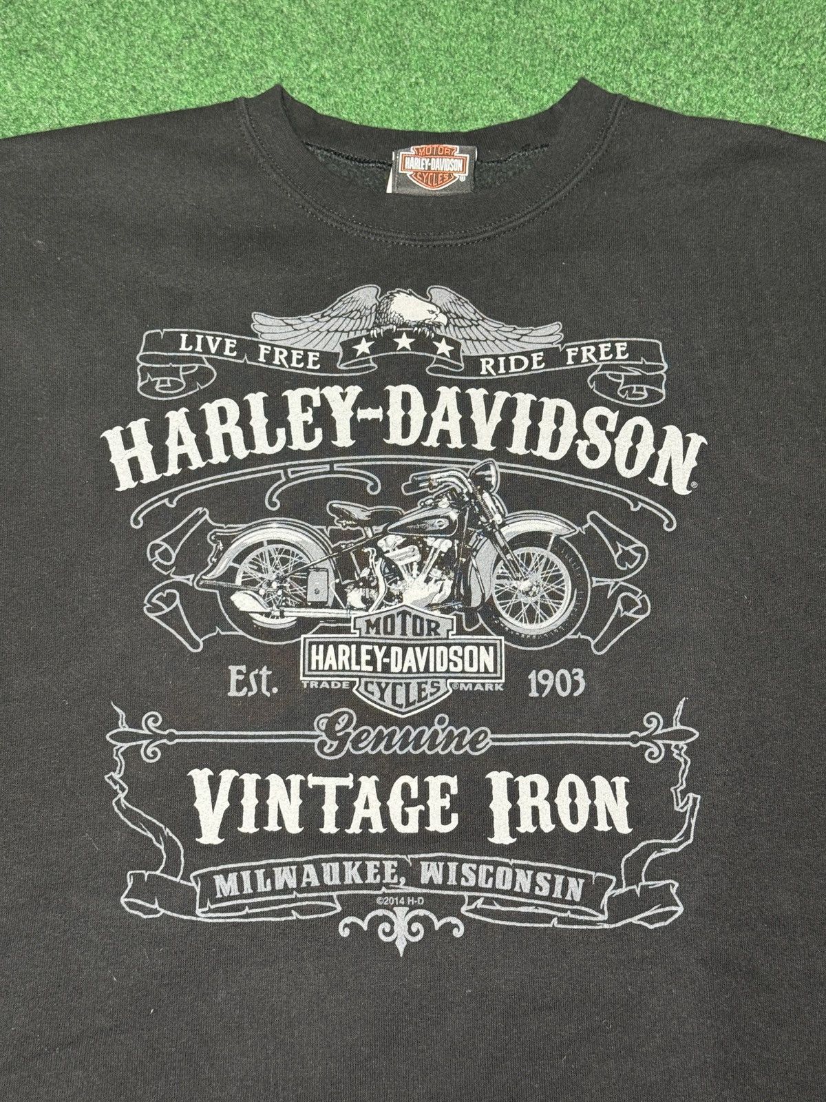 Harley Davidson Y2K Harley Davidson Biker Baggy Black Crewneck Sweatshirt Size US XL / EU 56 / 4 - 2 Thumbnail