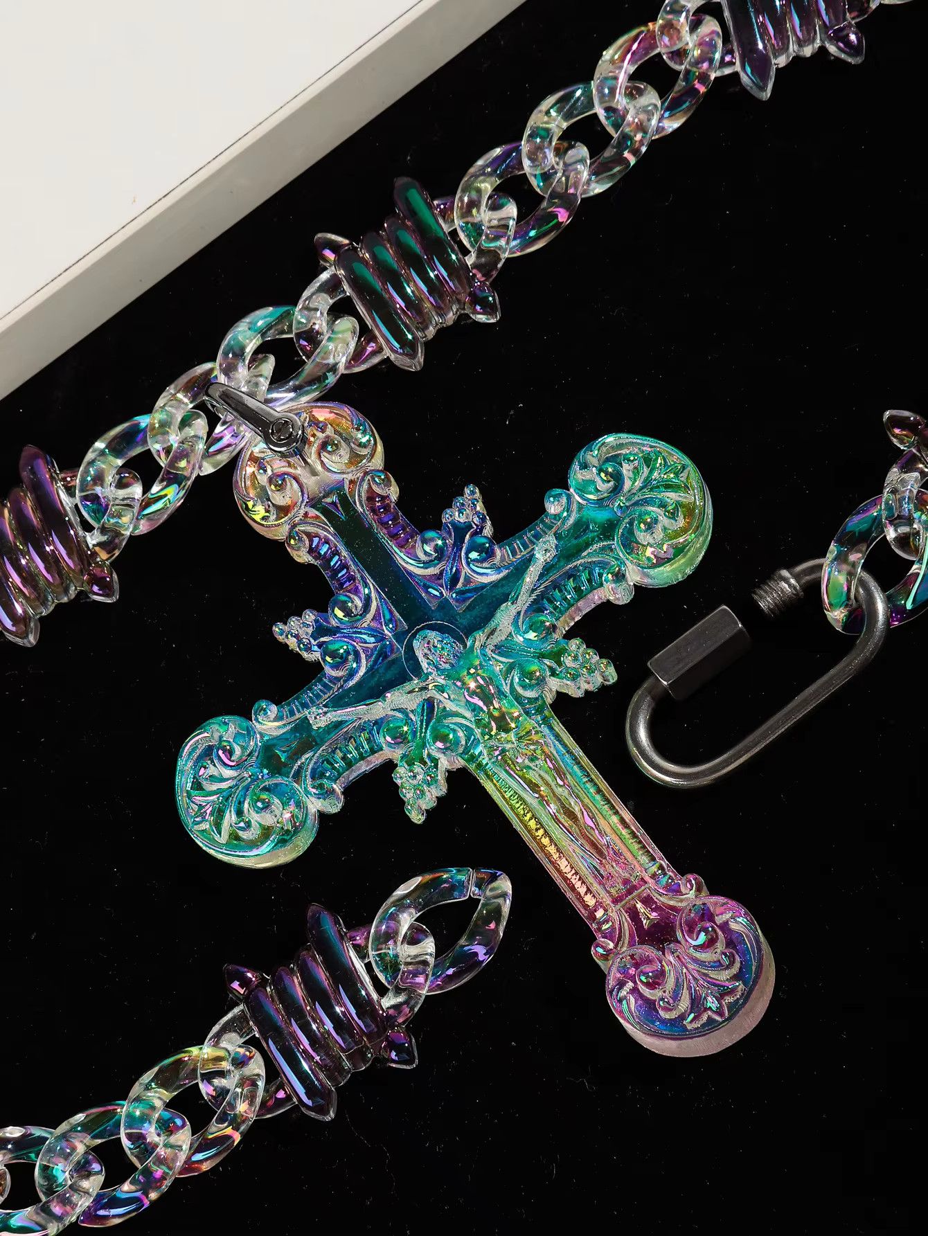 Jewelry Acrylic Transparent Big Jesus Christ Cross Pendant Necklace Size ONE SIZE - 5 Thumbnail
