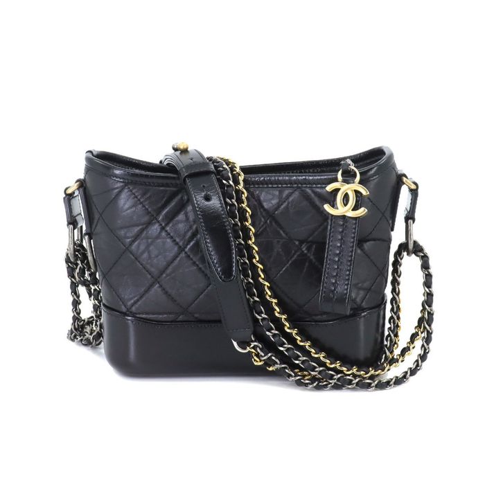 Chanel CHANEL Gabrielle de Chanel Small Hobo Bag Shoulder Leather Black