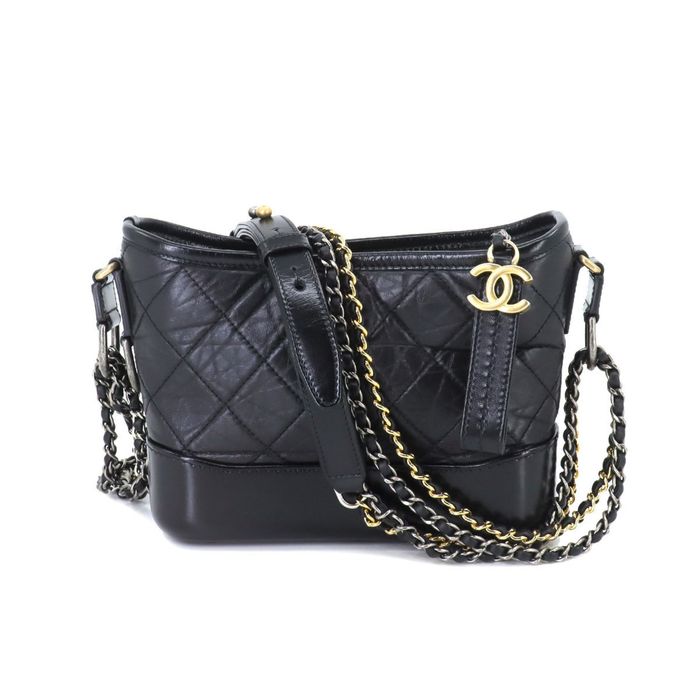 Chanel CHANEL Gabrielle de Chanel Small Hobo Bag Shoulder Leather Black ...