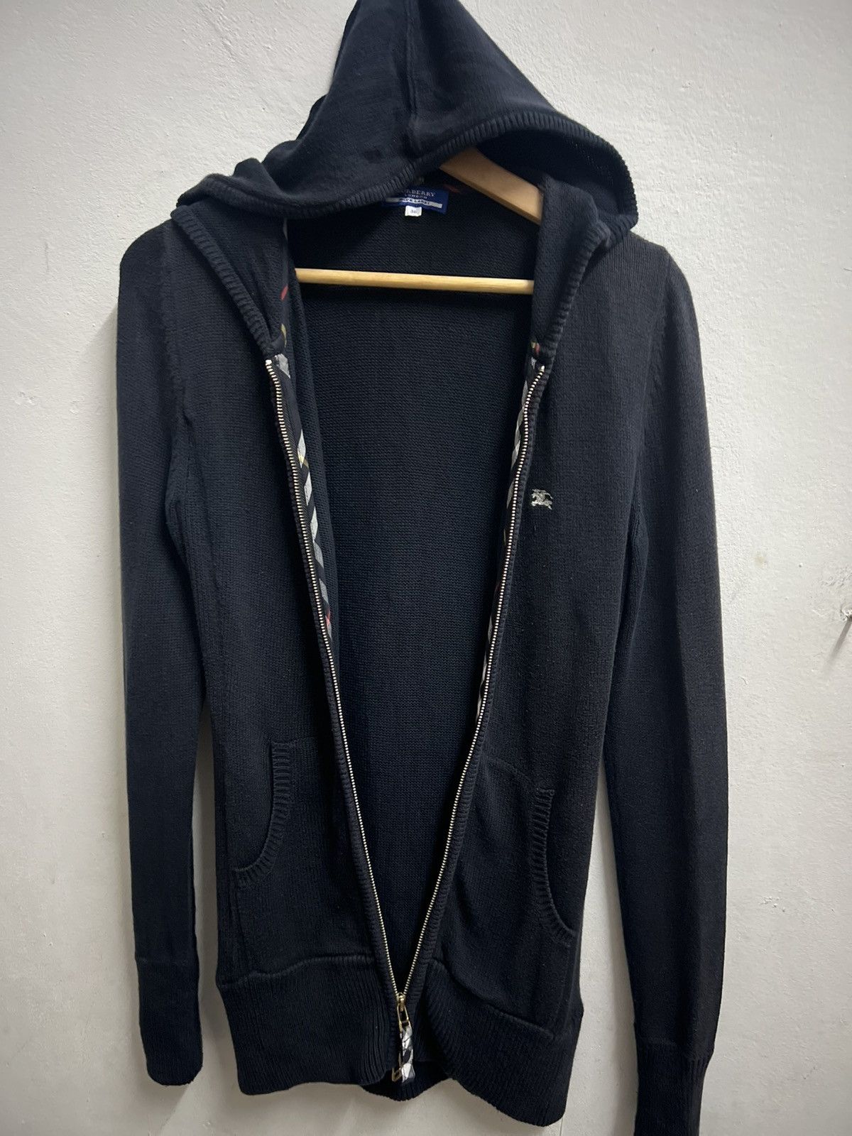 BURBERRY BLUELABEL パーカー ニット ネイビー 38 M Burberry blue label sweatshirt knit hoodie navy blue