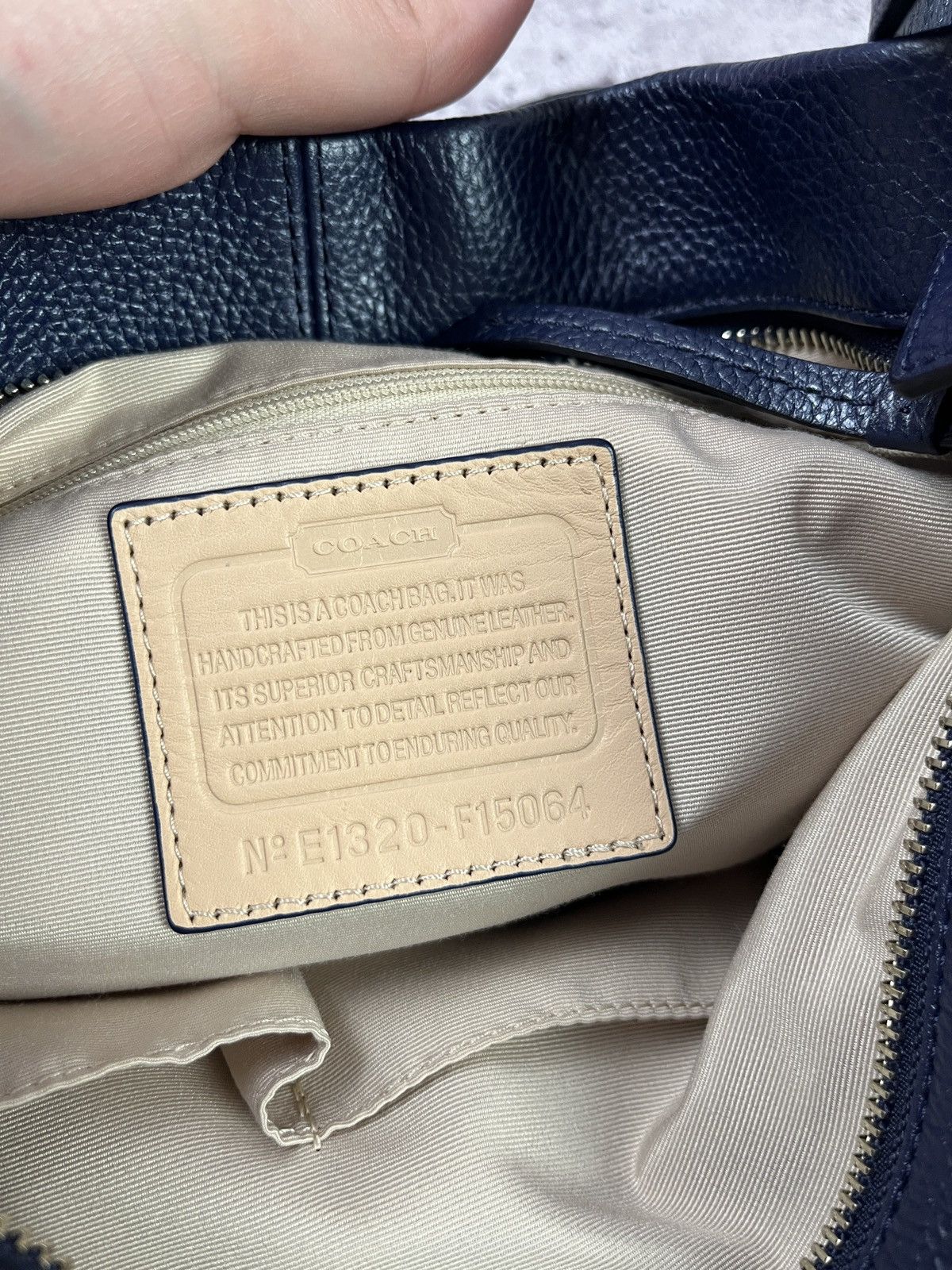 Coach Coach Navy Pebbled Leather Hobo Shoulder Bag Large Size ONE SIZE - 10 Thumbnail