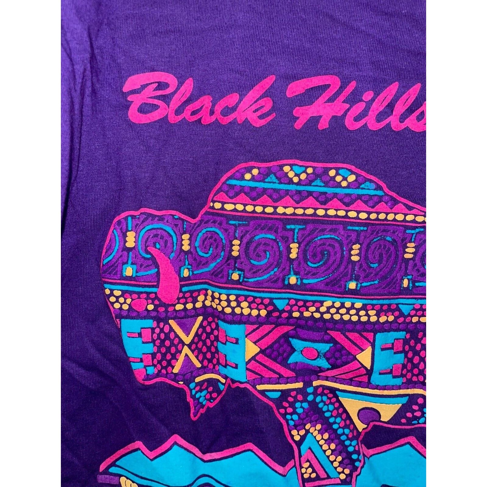 Jerzees Vintage Bison Native American Shirt Black Hills Art Tee 90s Size US M / EU 48-50 / 2 - 2 Thumbnail