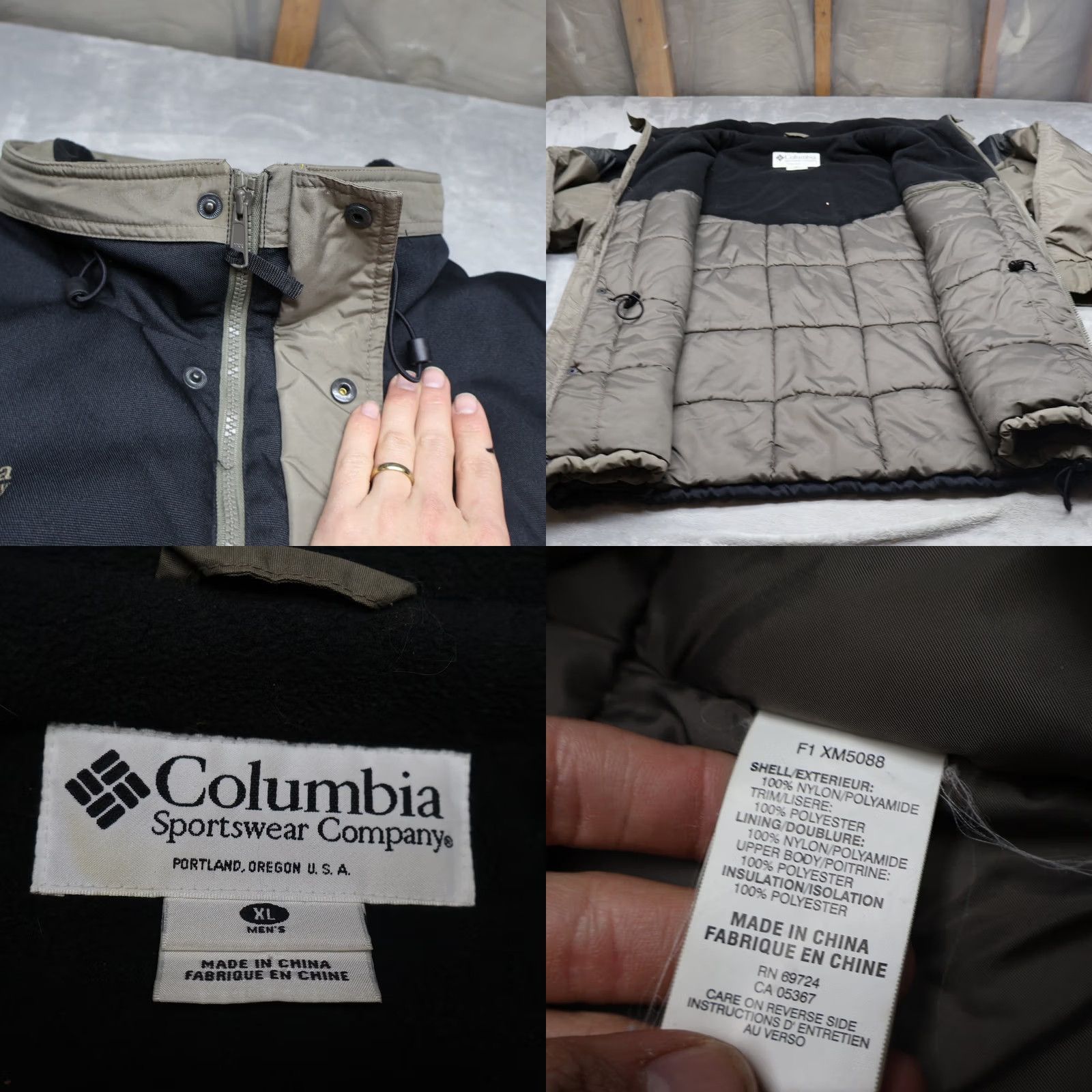 Rains Columbia Jacket Mens XL Brown Full Zip Insulated Outdoor Puffer Wind Retro Size US XL / EU 56 / 4 - 8 Thumbnail