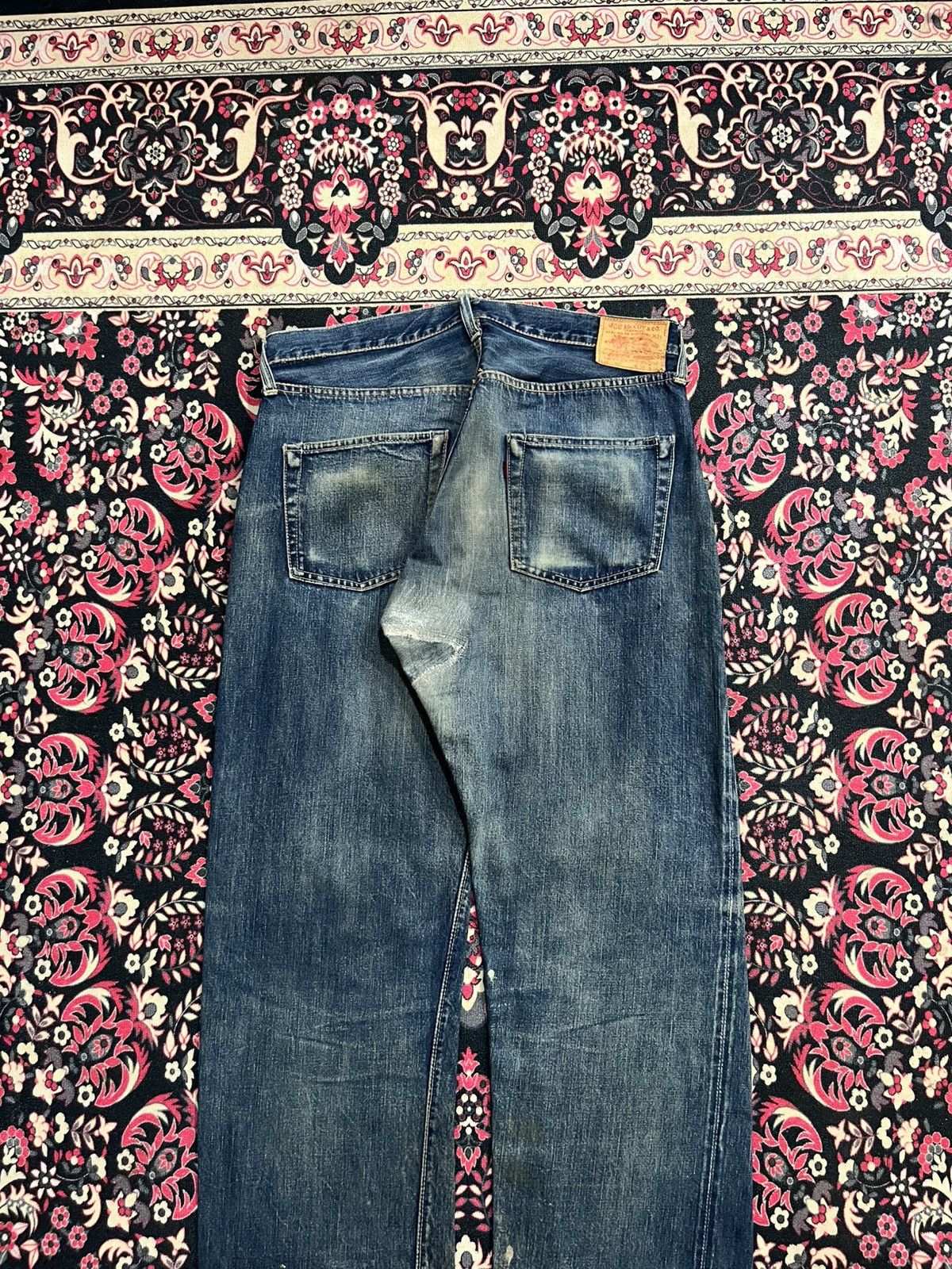 The Real McCoy's Joe McCoy & Co Lot 905 Dark Faded Distressed Selvedge Jeans Size US 34 / EU 50 - 8 Thumbnail