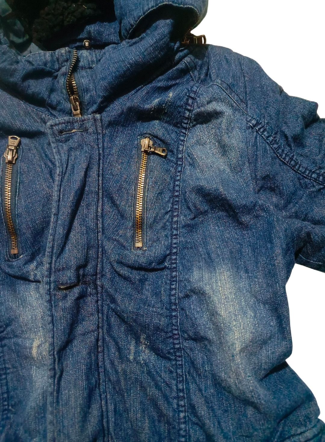14th Addiction Dig Deep - Japan Fur Distressed Puffer Denim Jacket Size US XL / EU 56 / 4 - 5 Thumbnail