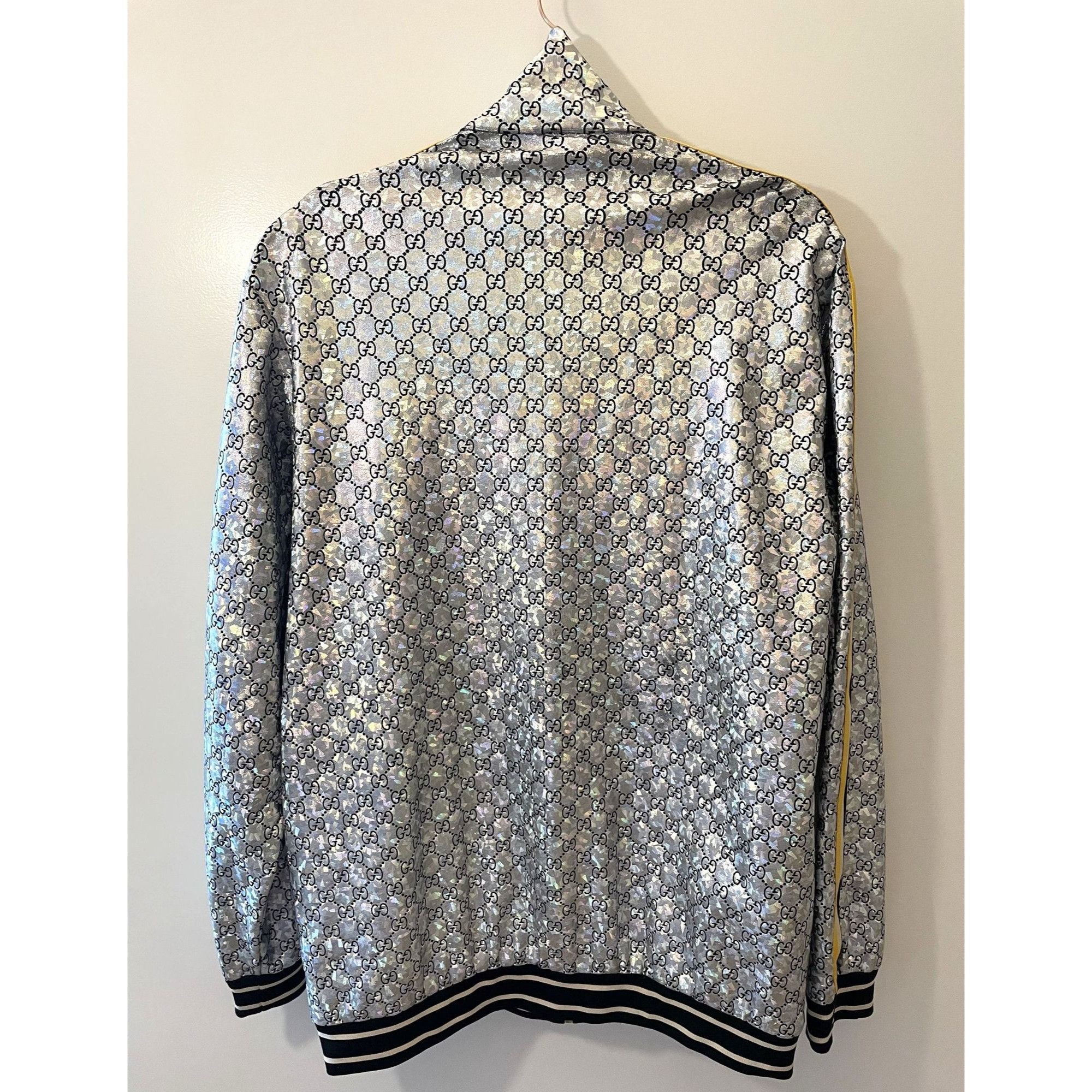 Gucci Gucci GG Logo Holographic Track Jacket With Zip Closure & St Size L / US 10 / IT 46 - 2 Thumbnail