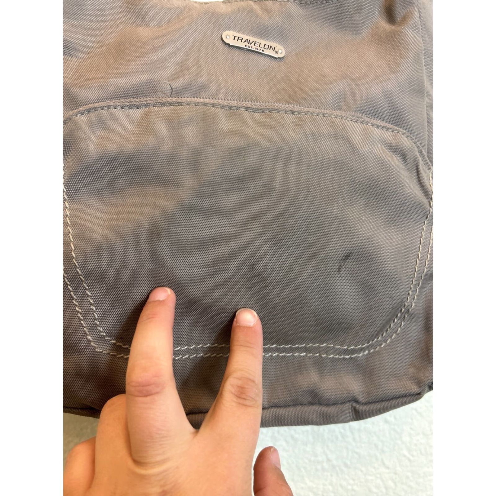 Vintage Travelon Crossbody Bag Women Beige Nylon 10.5x10x2.5" Travel Stains Medium Child? Wait Size ONE SIZE - 3 Thumbnail