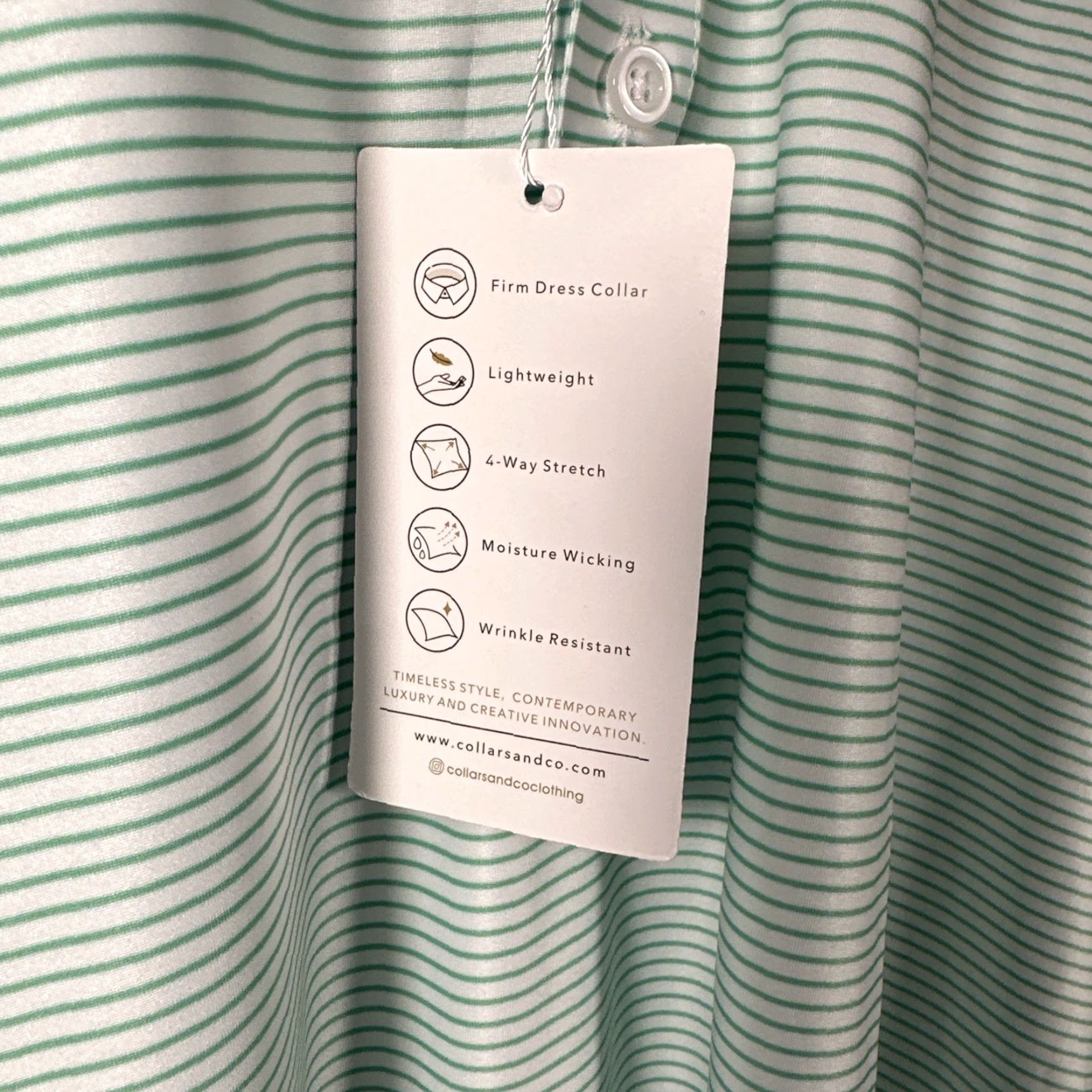 CO Collars & Co Featherweight 2XL Relaxed Dress Collar Polo Michigan State Men Polo Green 2XL Striped Golf Size US XXL / EU 58 / 5 - 5 Thumbnail