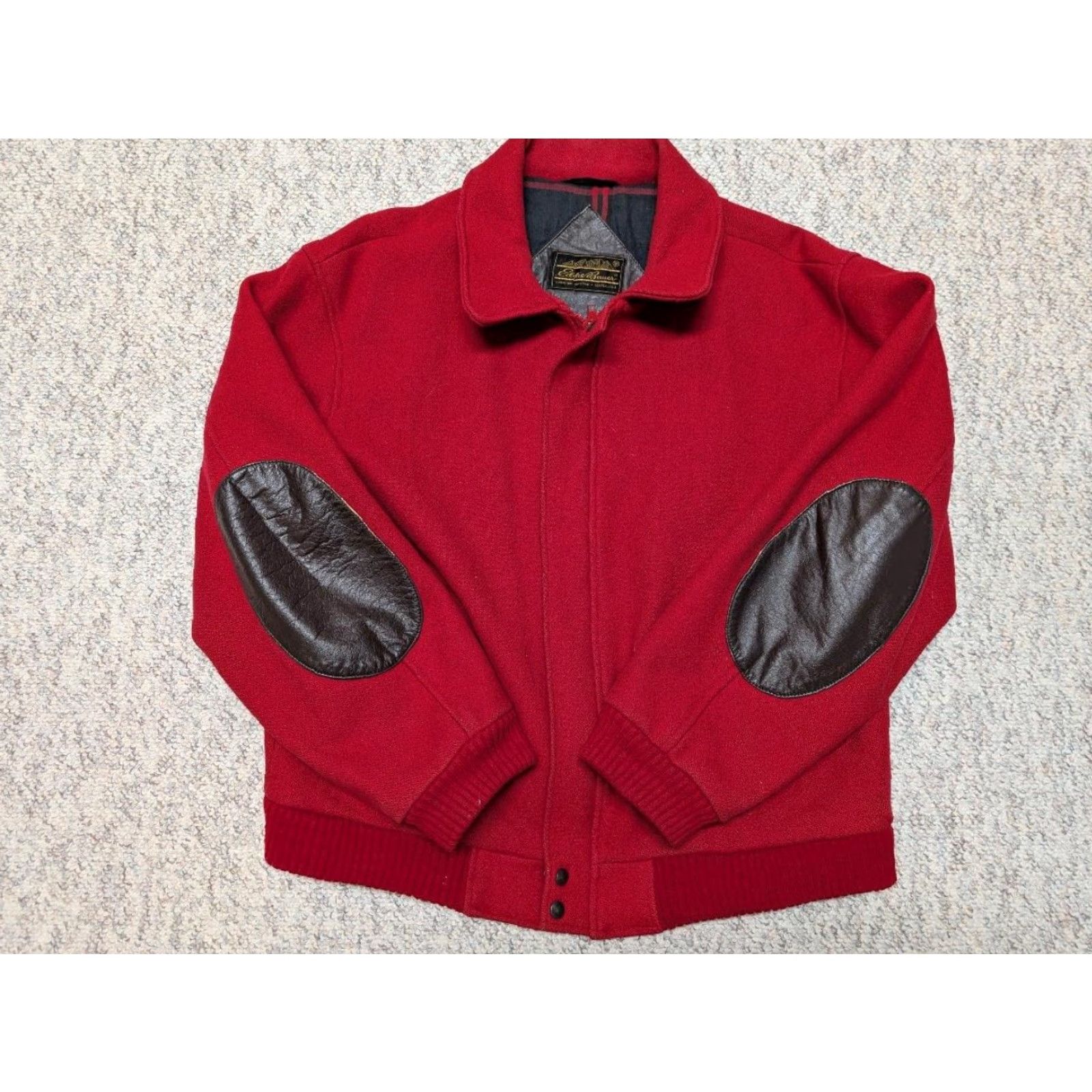 Eddie Bauer VINTAGE Eddie Bauer Wool BOMBER Jacket M Leather ELBOW PATCHES Red 42-44 Tweed Lined Zip Mens Size US M / EU 48-50 / 2 - 4 Thumbnail