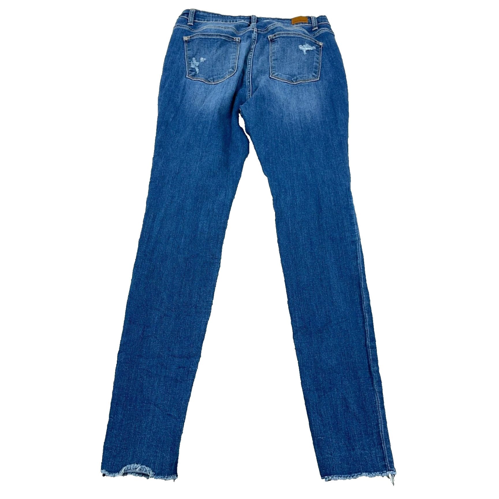 Vintage Judy Blue Jeans Women Skinny Fit 15 32 Medium Wash Blue Stretch Distressed Pockets Button Fly Zipper Jeans Size 36" / US 14 / IT 50 - 2 Thumbnail