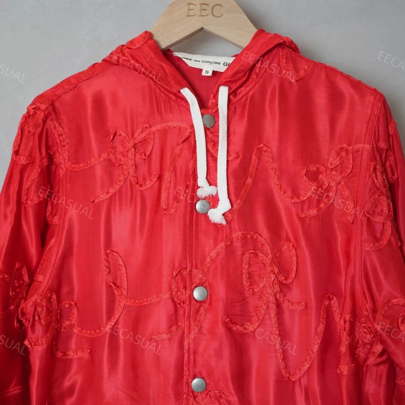 Comme des Garcons Comme Des Garcons Red Satin Ribbon Bow Hooded Jacket Size S / US 4 / IT 40 - 6 Thumbnail