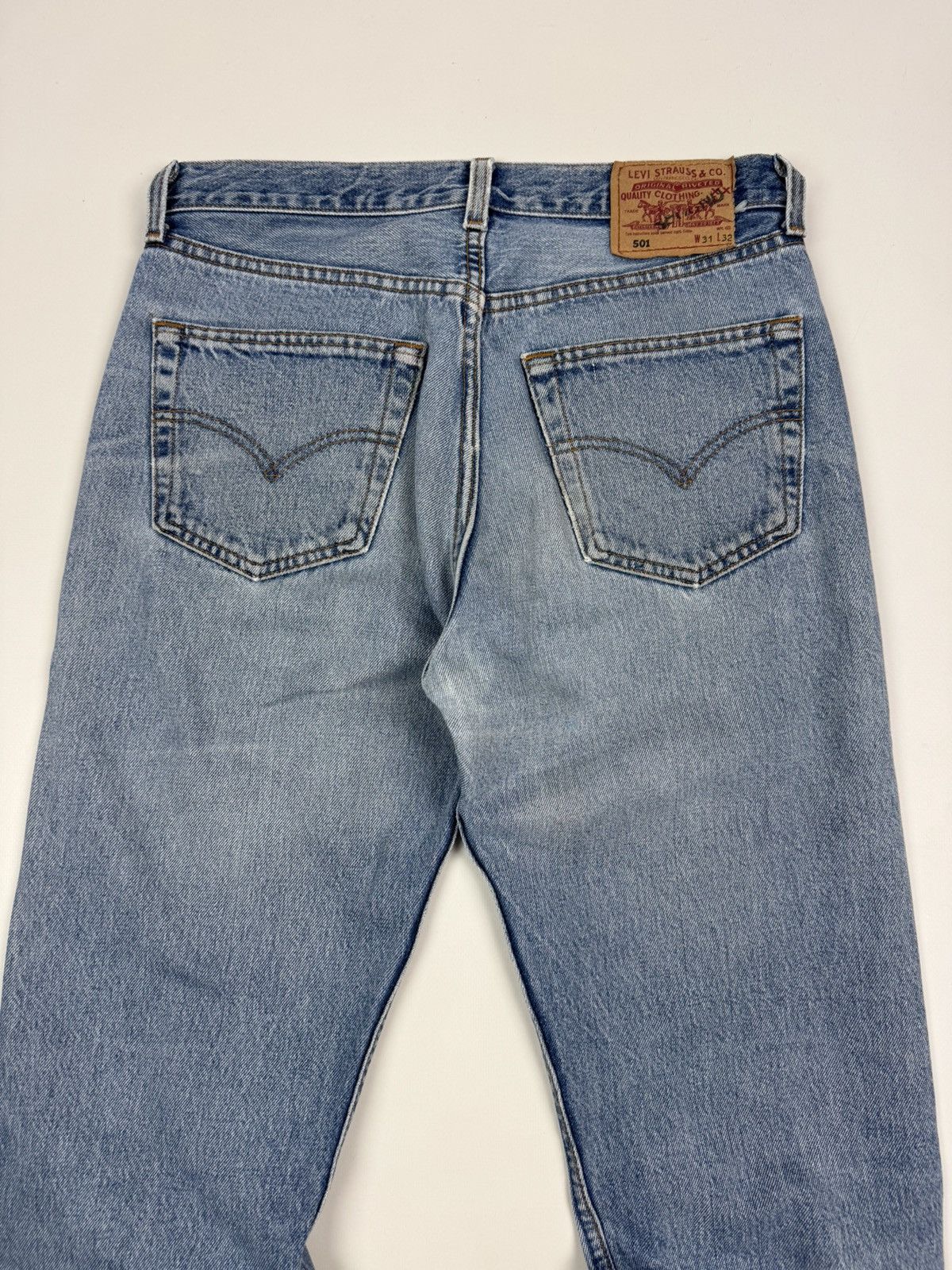 Levi's 1990’s Vintage Distressed Levi’s 501 Washed Denim USA Jeans Size US 31 - 14 Thumbnail
