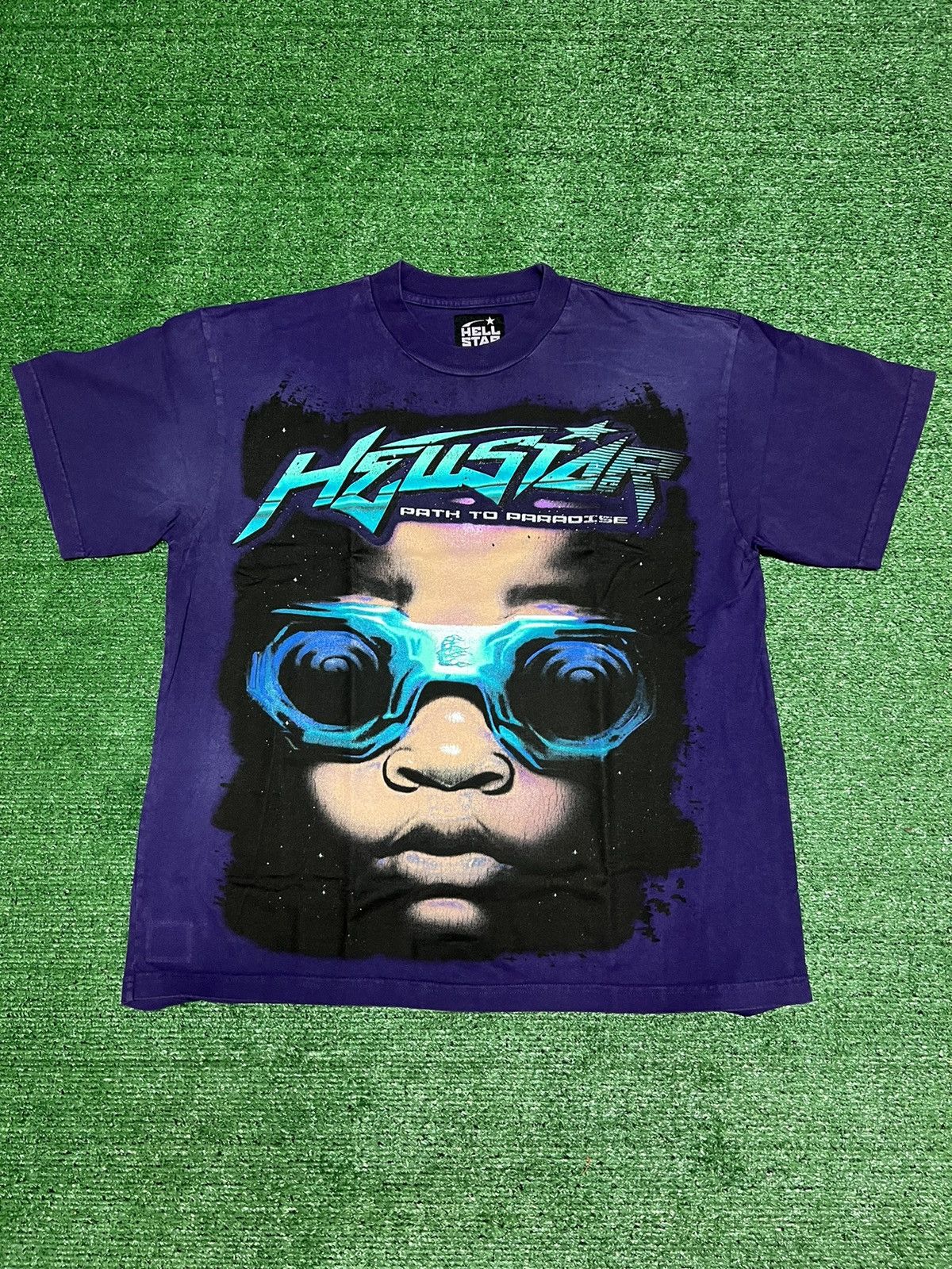 image of Hellstar “Goggles” Tshirt - Size Large - (Purple), Men's