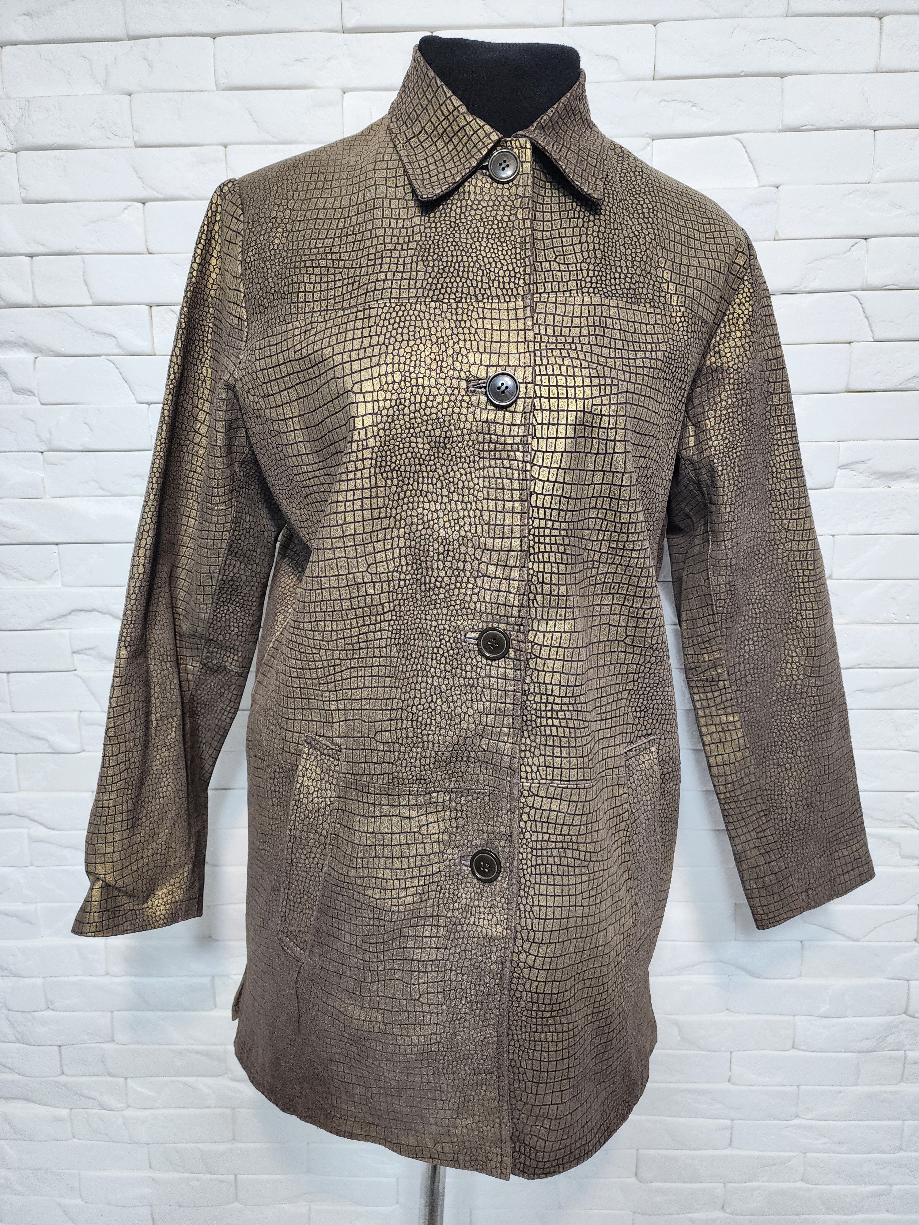 Genuine Leather Women's leather jacket in gold color. Size L / US 10 / IT 46 - 1 Thumbnail
