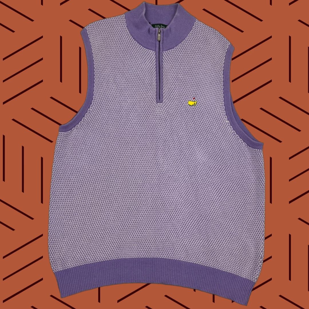 Vintage Masters Golf Sweater Vest Mens XL Purple Knit Bobby Jones Silk Cashmere Pullover Vest Size US XL / EU 56 / 4 - 1 Thumbnail