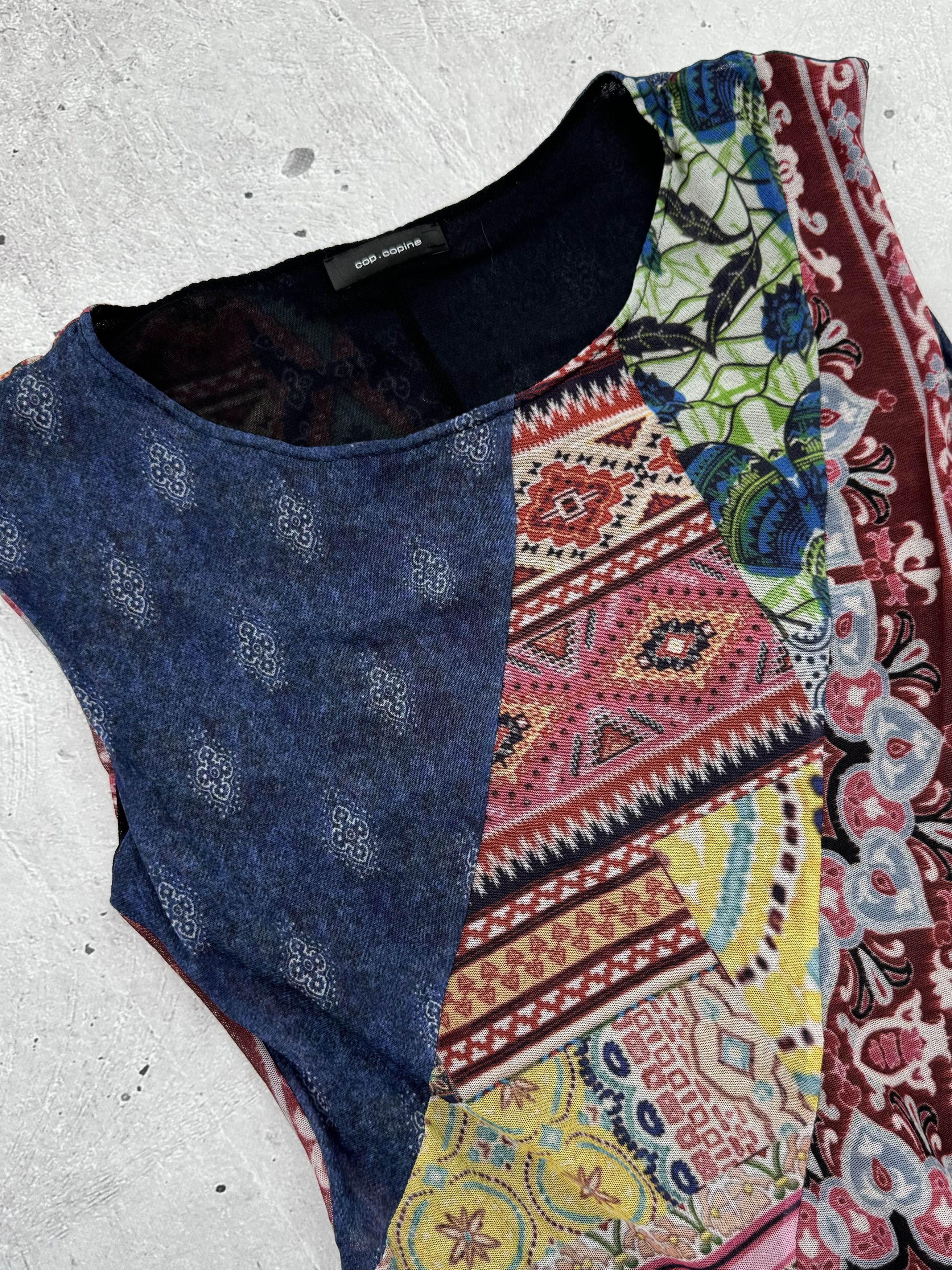 Cop Copine × Vintage Cop Copine Vintage Mesh Printed Flared Mini Dress Size M / US 6-8 / IT 42-44 - 2 Thumbnail