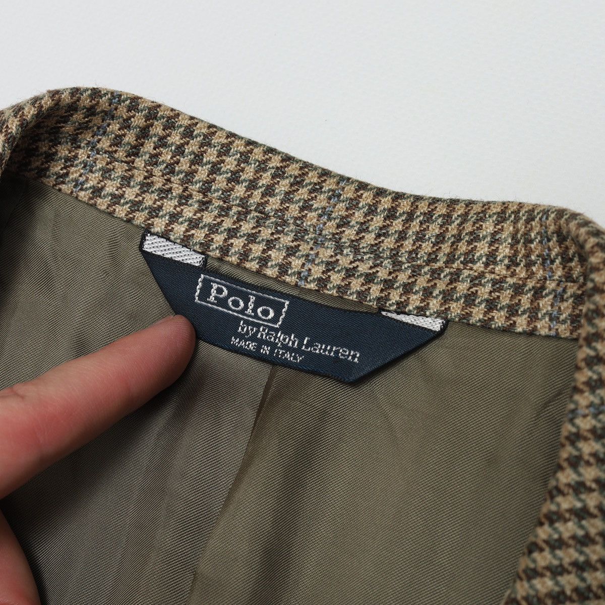 Polo Ralph Lauren Polo Ralph Lauren Vintage Houndstooth Blazer Silk Flax Wool Size 42R - 11 Thumbnail