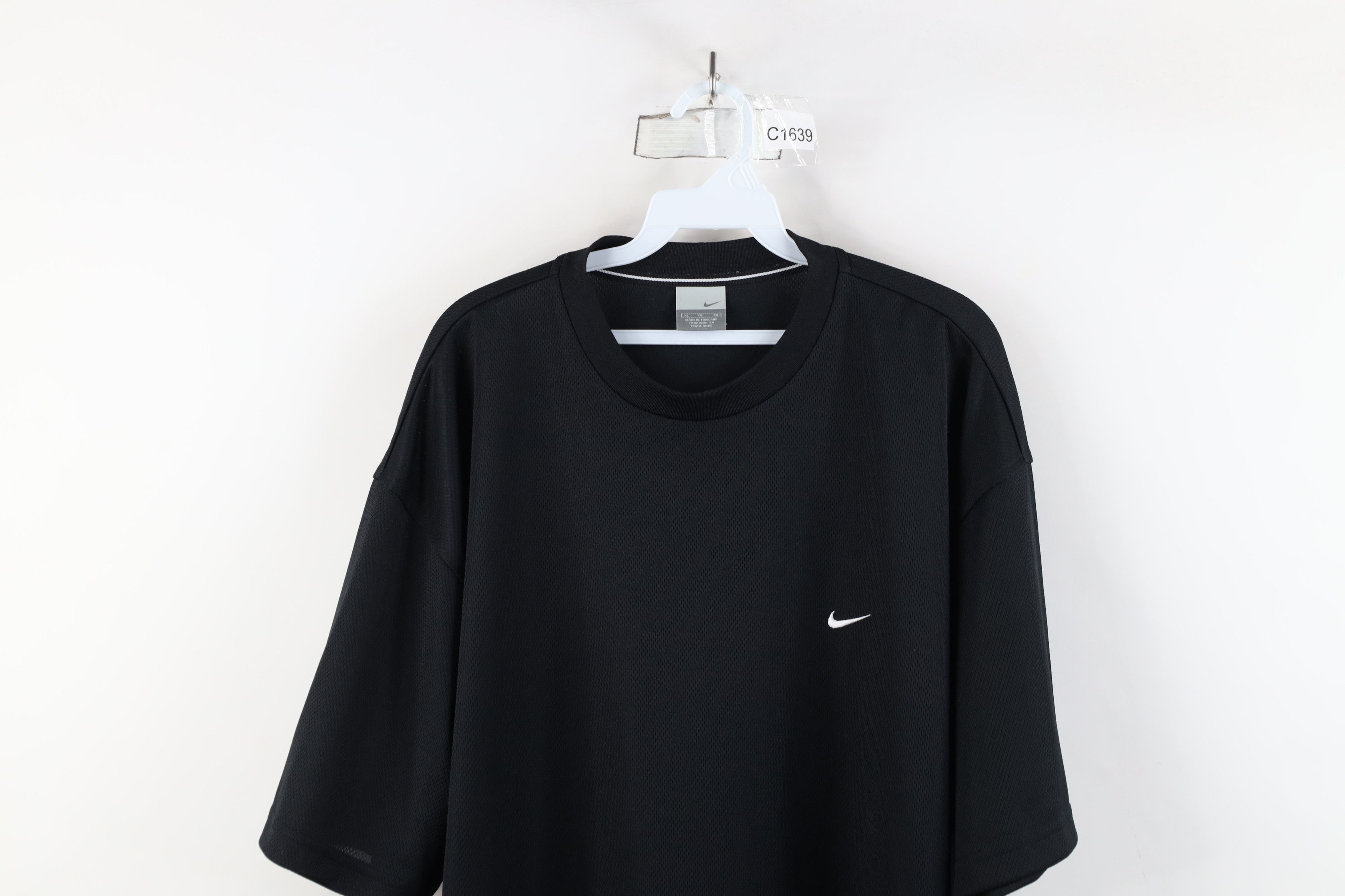 Nike × Vintage Vintage Nike Mini Swoosh Knit Short Sleeve T-Shirt Black Size US XL / EU 56 / 4 - 2 Thumbnail
