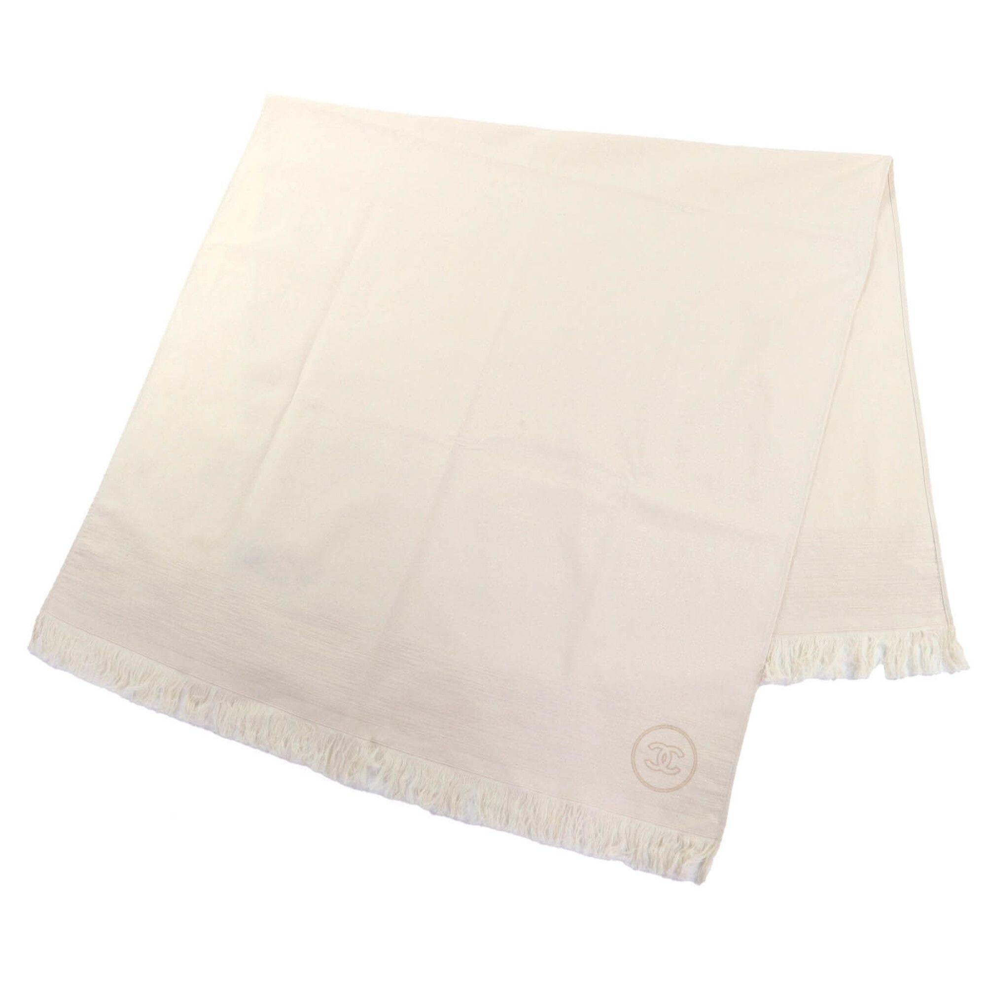 Chanel CHANEL Cotton Rug with Coco Mark Embroidery and Fringe Pouch, Beach Mat, Ivory, 200 x 100 cm, Made in Italy, Women's Size ONE SIZE - 1 Thumbnail