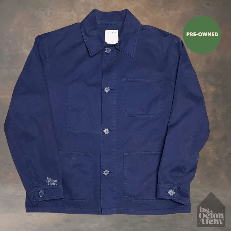 Sandro Size XL Sandro Cotton Overshirt 'Dark Blue' V7385S Pre-Owned Size US XL / EU 56 / 4 - 1 Thumbnail