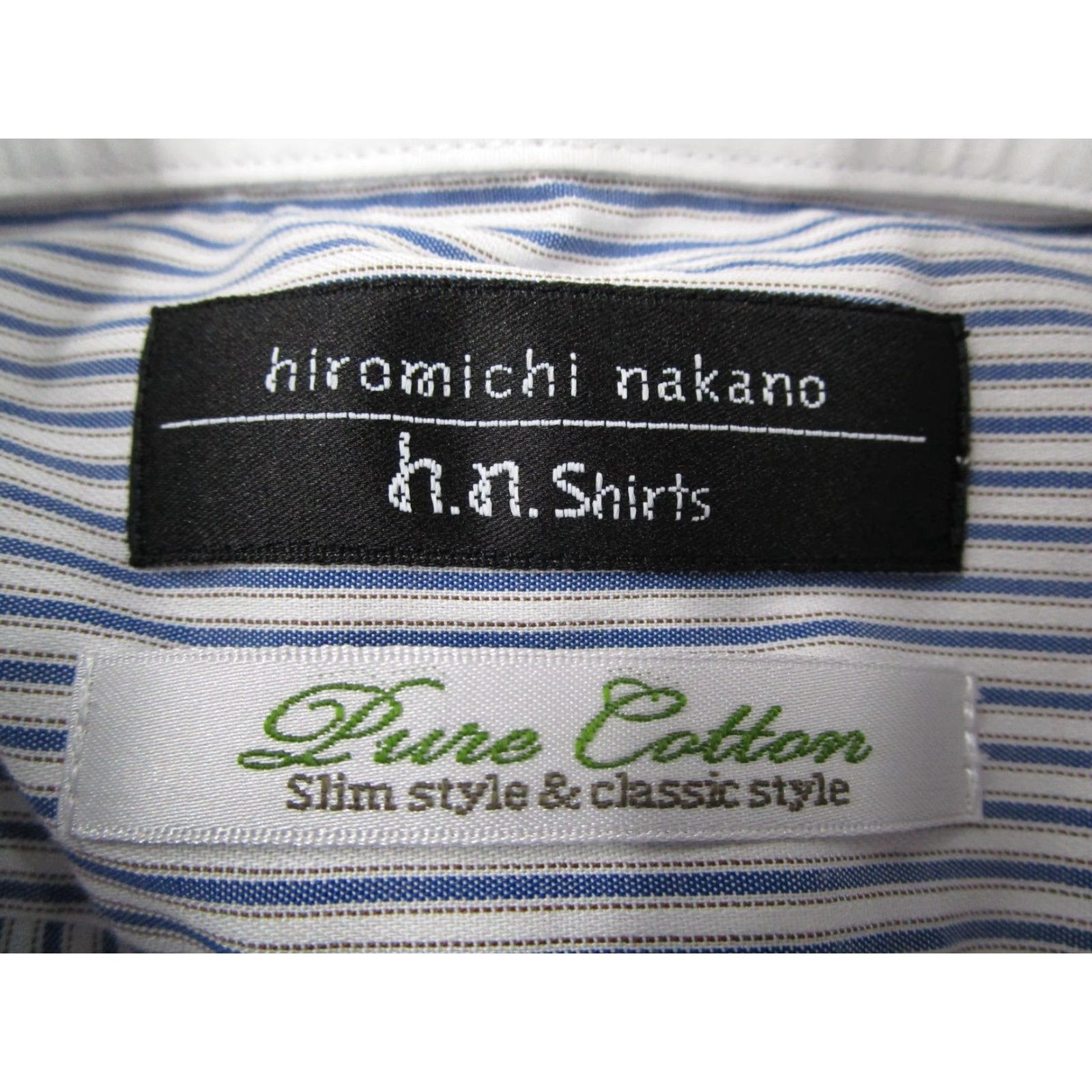 Vintage Hiromichi Nakano Shirt Men L Blue Stripe Slim Contrast Collar Long Sleeve Size US L / EU 52-54 / 3 - 3 Thumbnail