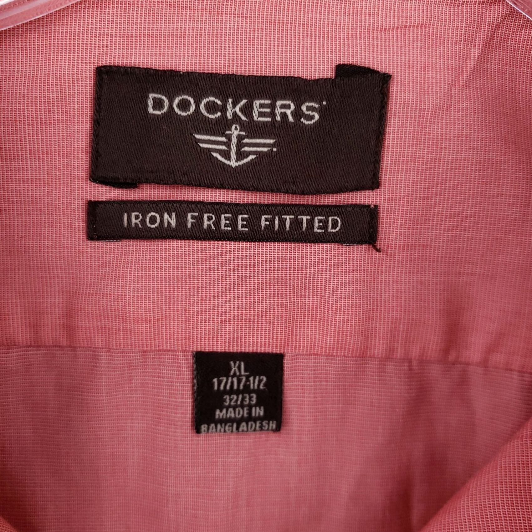 Dockers DOCKERS Dress Shirt Mens XL Red Button-Up Fitted Long Sleeves Cotton Iron Free Size 46R - 3 Thumbnail