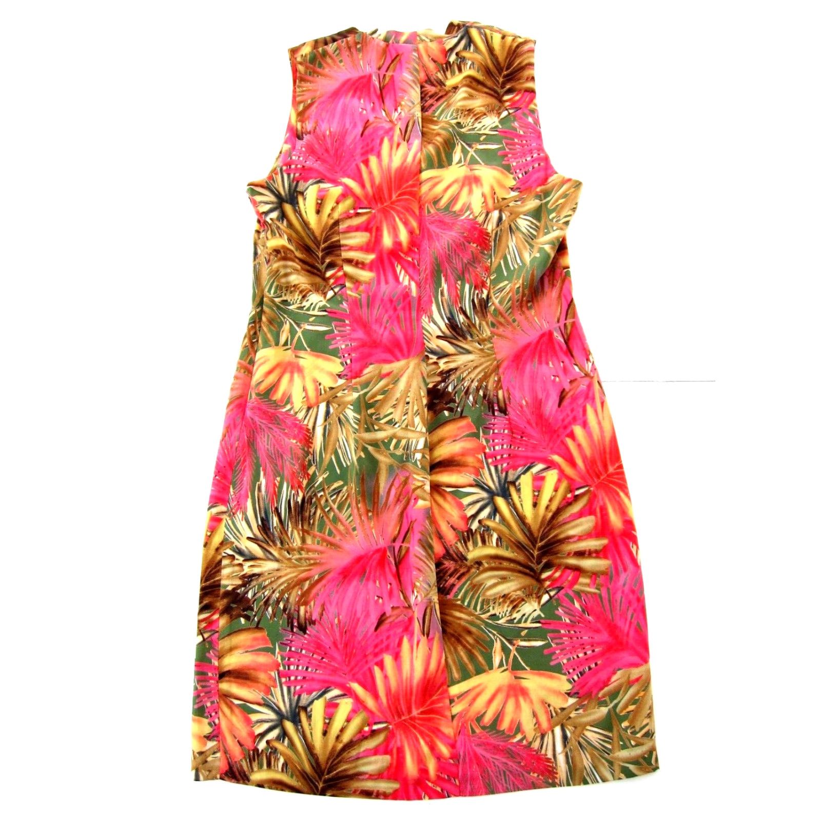 Vintage CDC Petites Pink Floral High V-Neck Sleeveless Sheath Dress 10 - Vintage Women’s Midi Kaftan/Pencil/Shift/Job Occasion Dress Size L / US 10 / IT 46 - 2 Thumbnail