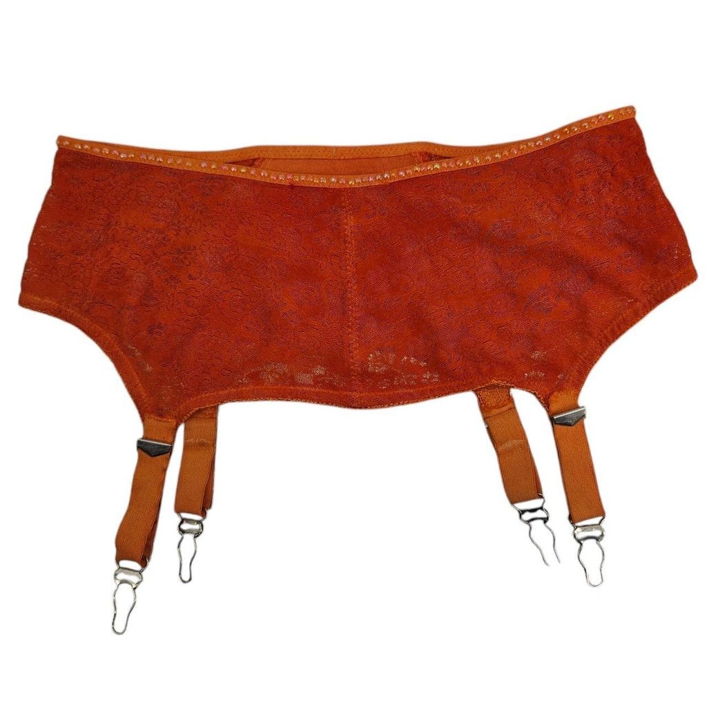 Vintage Vintage Orange 1950s-1960s Rhinestone Sequin Garter Belt Size ONE SIZE - 5 Thumbnail