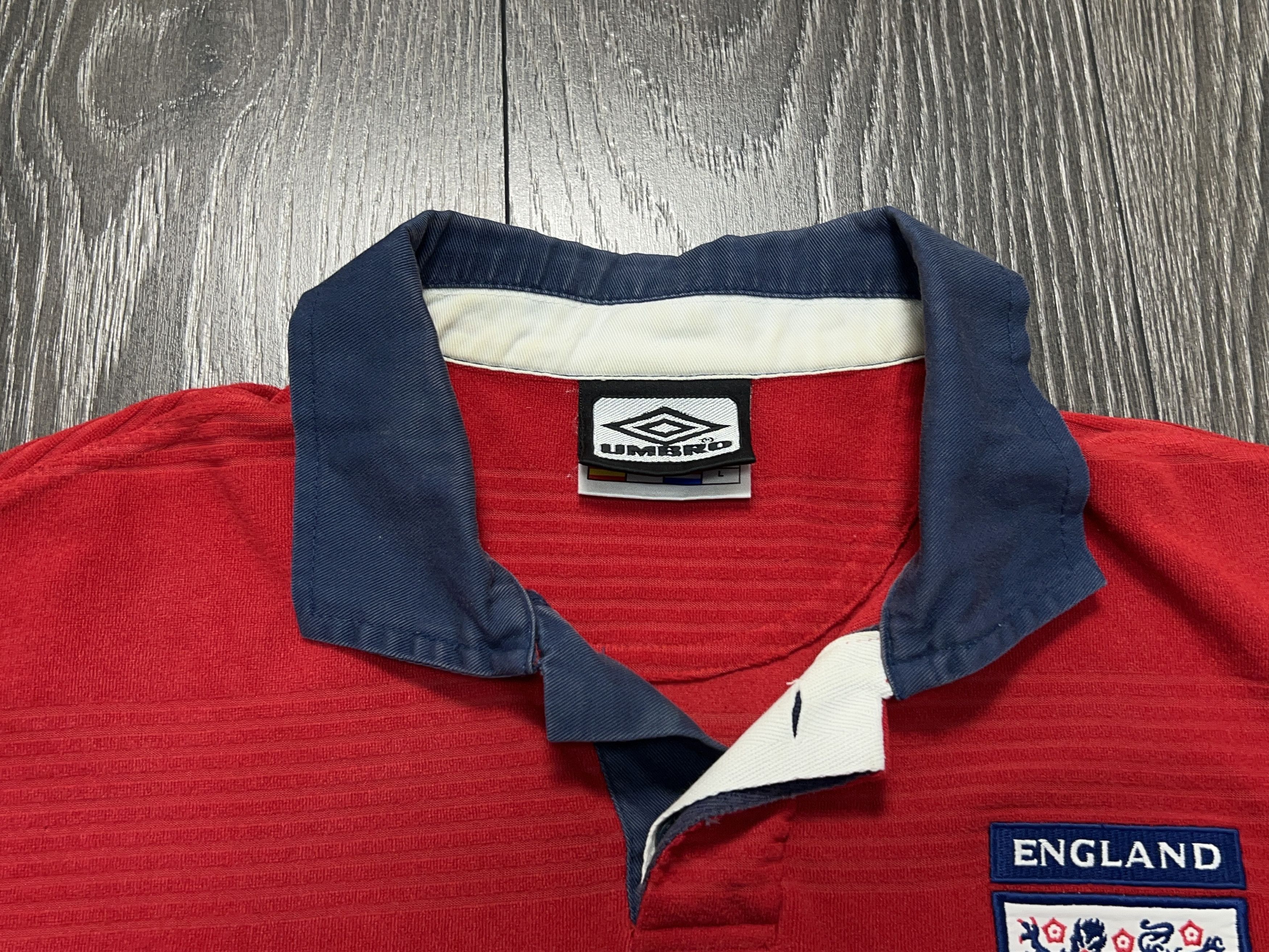 Umbro England National Team 1999 2000 2001 Football Shirt Jersey Size US L / EU 52-54 / 3 - 2 Thumbnail
