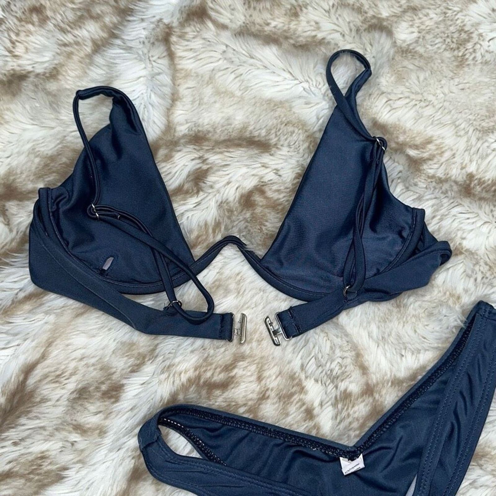 Other Dark Denim Blue Underwire Bikini Top and Bottoms Set | Sz S Size S / US 4 / IT 40 - 4 Thumbnail