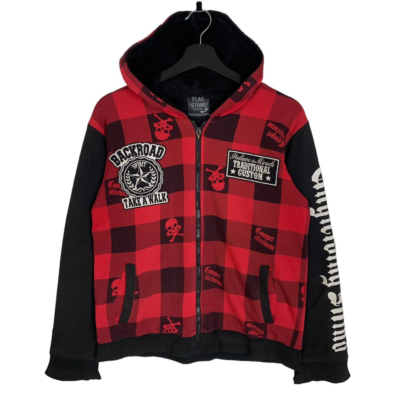 If Six Was Nine × Japanese Brand Japanese Brand Flag Stone Checkerboard Skull Zipper Hoodie Size S / US 4 / IT 40 - 2 Thumbnail