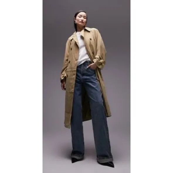 Topshop Topshop Women's Belted Trenchcoat in Taupe-Brown, Sz. 0 Size XXS / US 00 / IT 34 - 2 Thumbnail